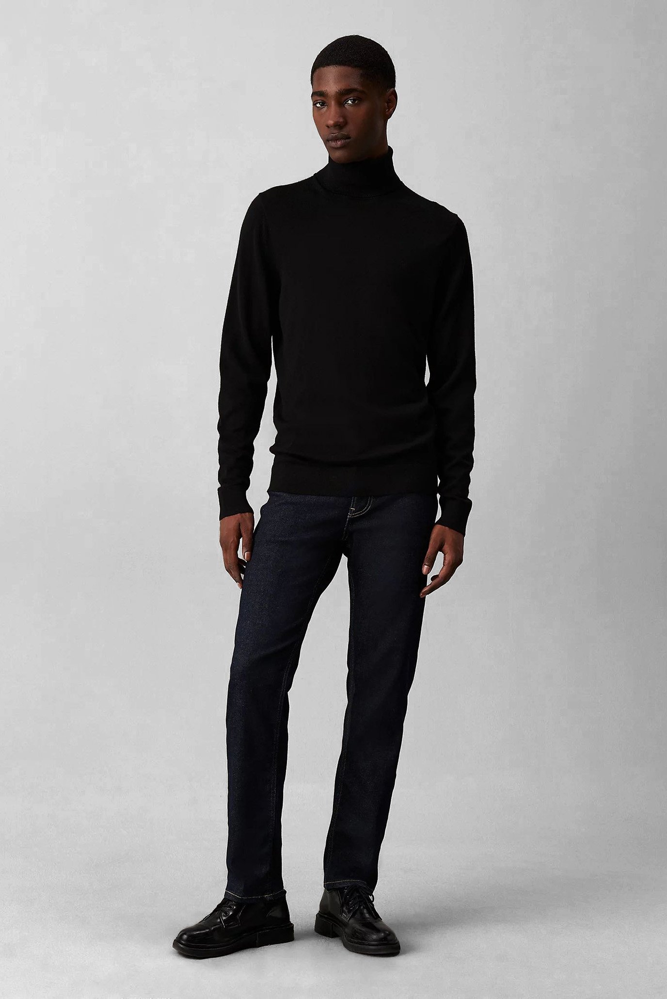 Мужской черный шерстяной гольф 2