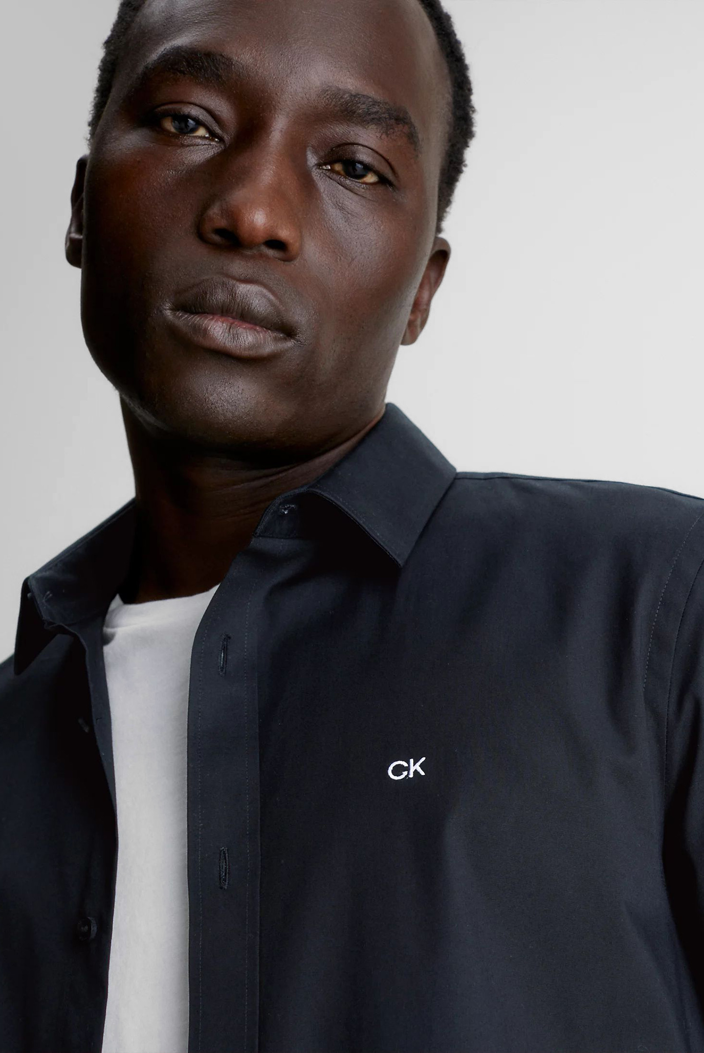 Мужская черная рубашка STRETCH POPLIN SLIM 9