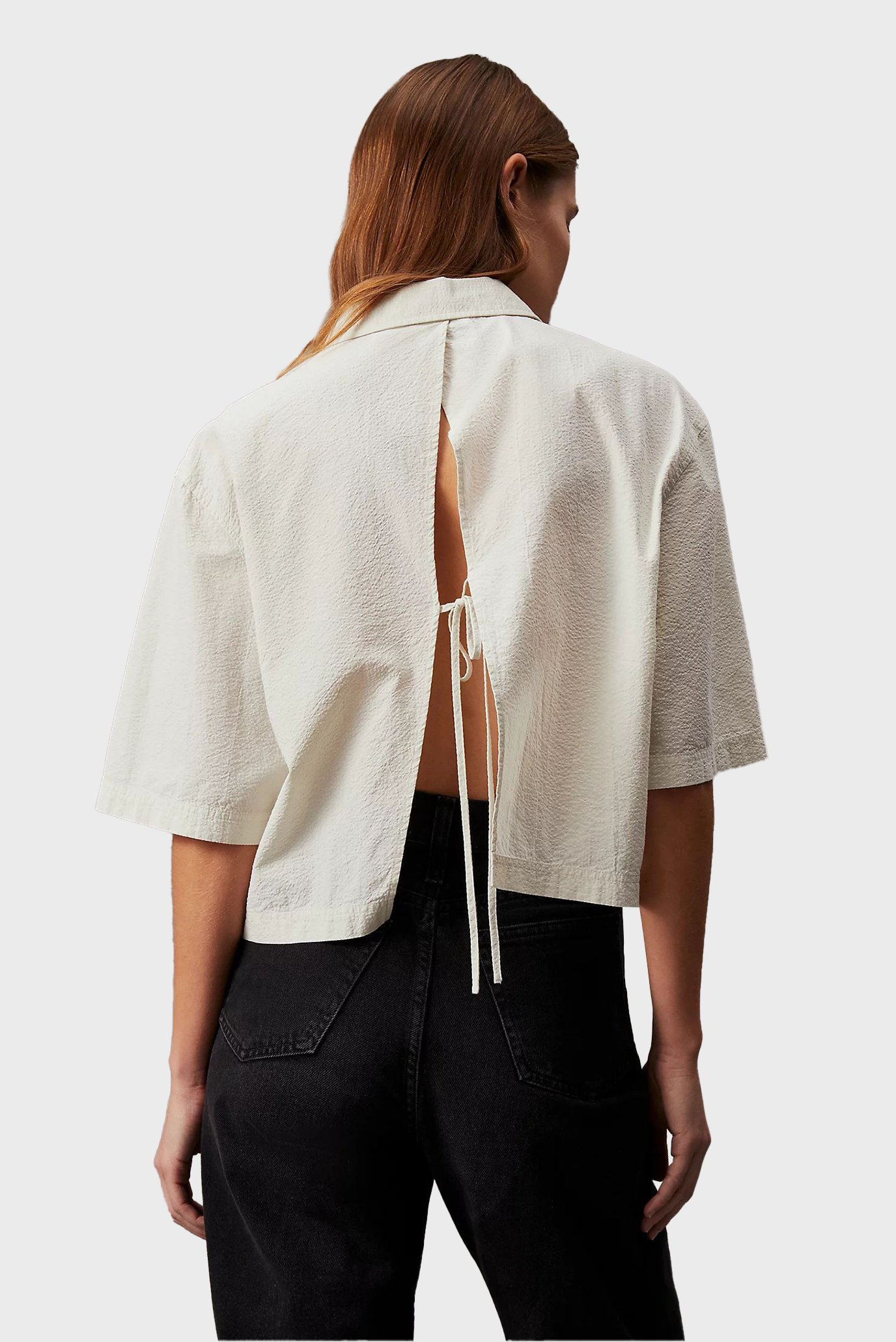 Женская белая рубашка BACK DETAIL SEERSUCKER 2