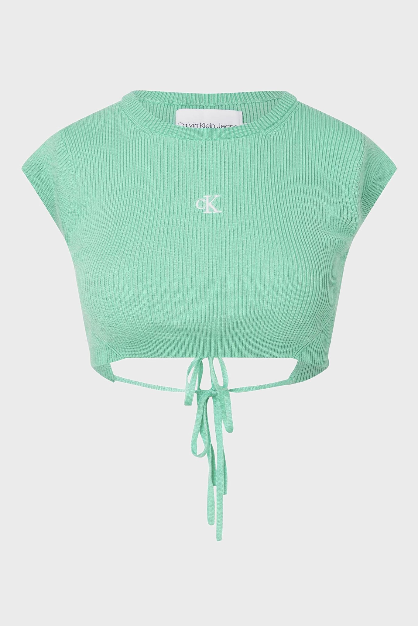Женский зеленый топ OPEN BACK TIED KNITTED TOP 1