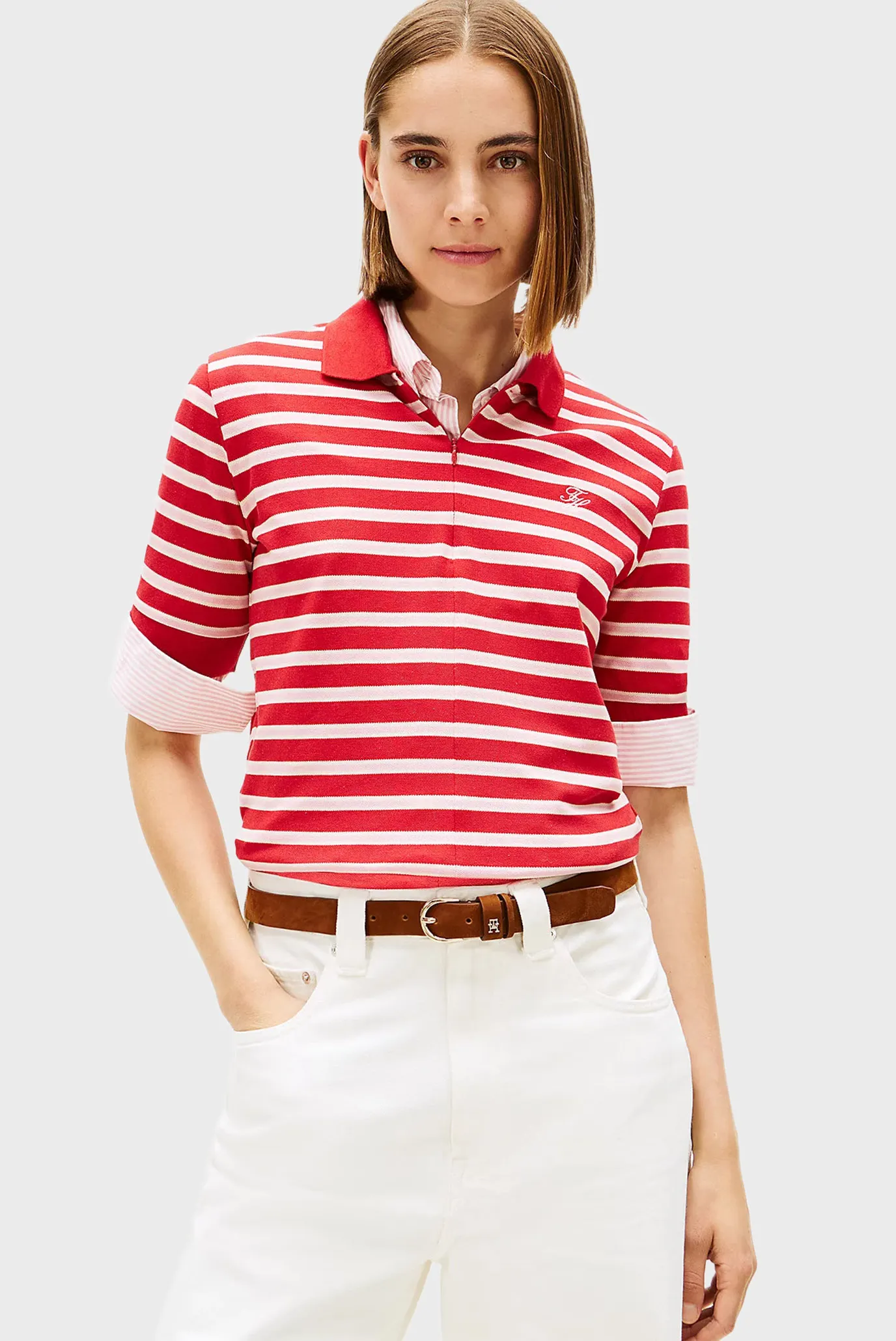 Поло TH SCRIPT LYOCELL ZIP SS POLO 1