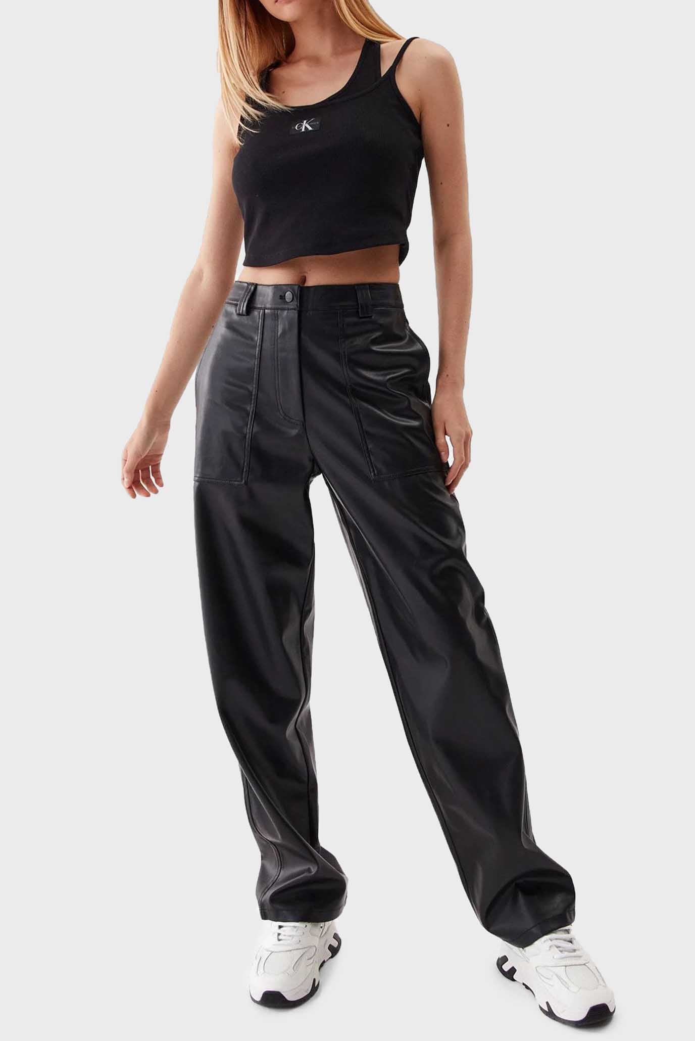 Штаны FAUX LEATHER HIGH RISE STRAIGHT 4