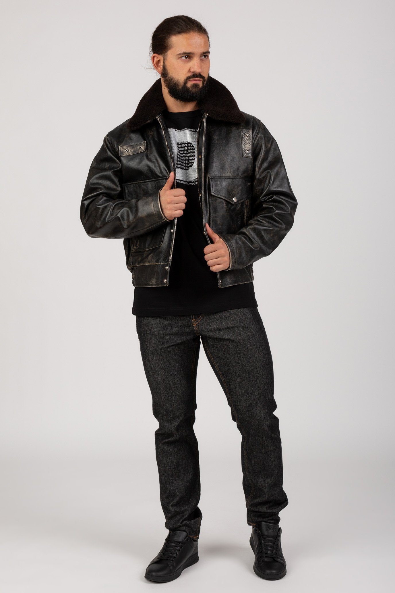 Куртка кожаная L-MUDDY-FUR JACKET Diesel A06344 0CFAK — FR Group