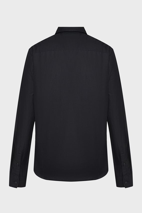 Мужская черная льняная рубашка LINEN COTTON SHIRT
