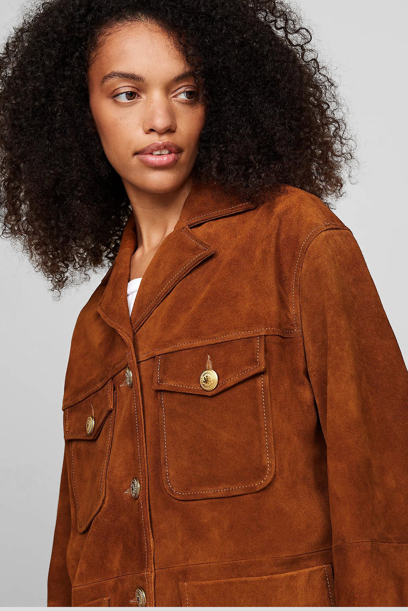 Женская рыжая замшевая куртка MD SUEDE AMERICANA 5