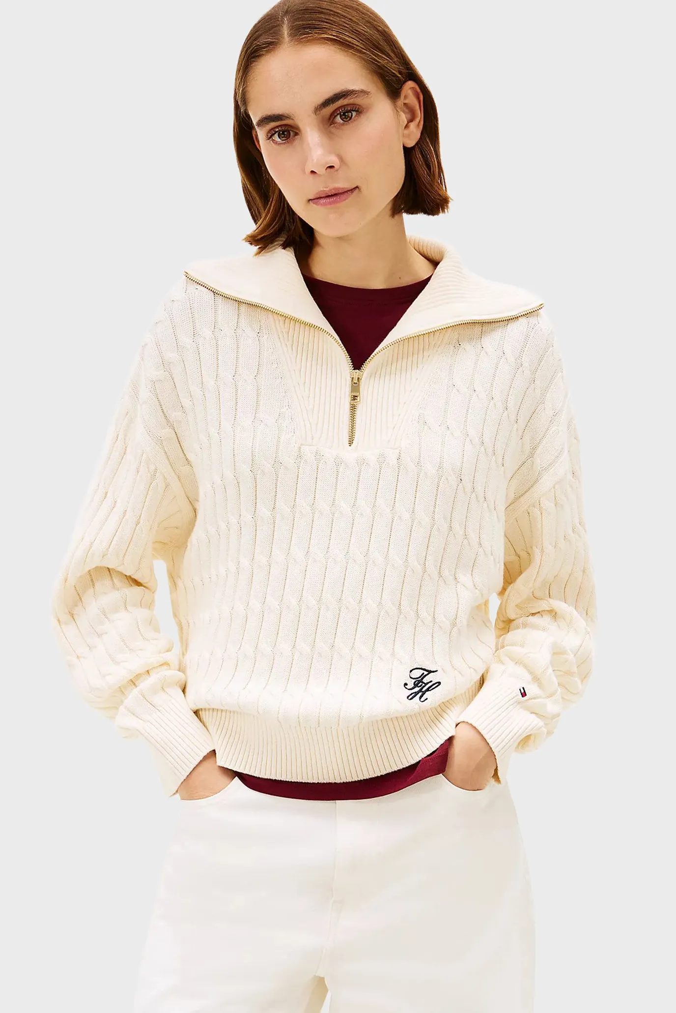 Свитер/CO CABLE MID GG 1/2 ZIP LS SWT 1