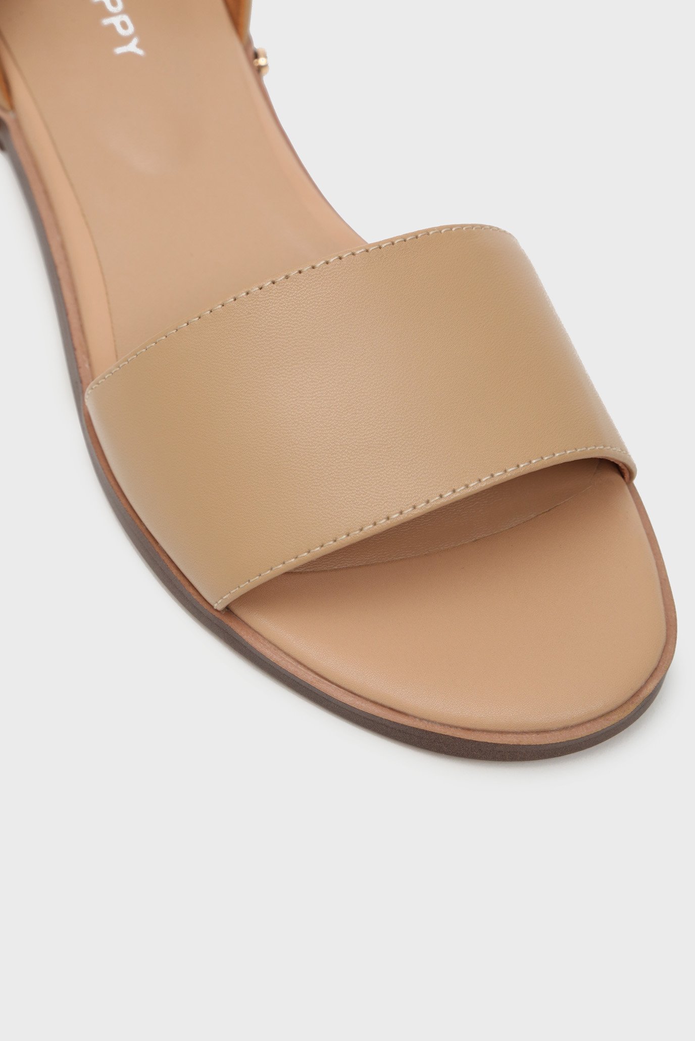 Женские бежевые кожаные сандалии 4