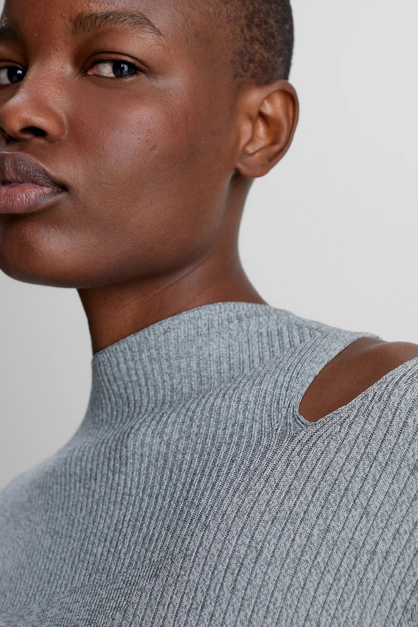 Женское серое платье MELANGE RIB CUT OUT KNIT DRESS 8