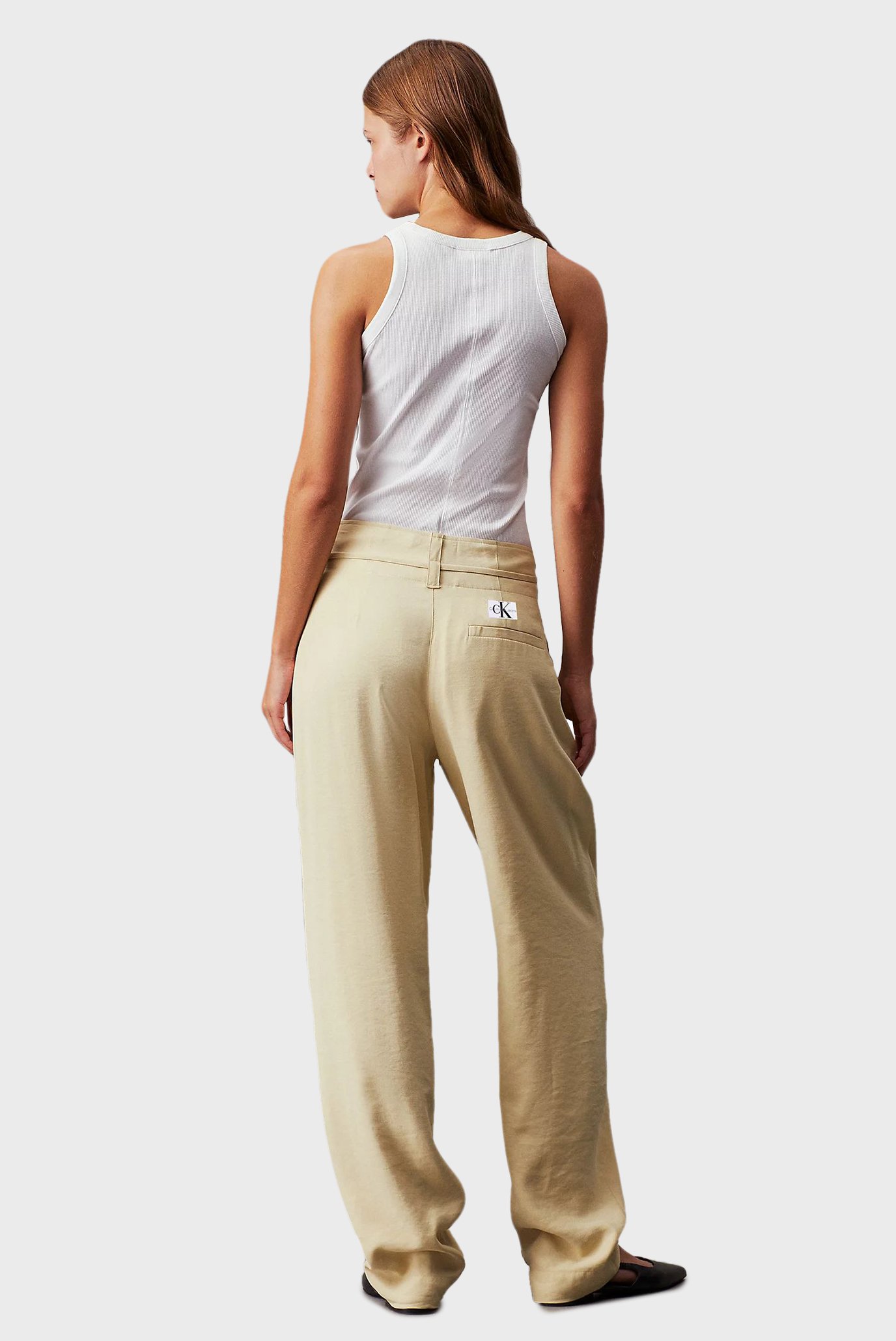 Женские бежевые брюки WAIST TIES TAPERED TWILL 3