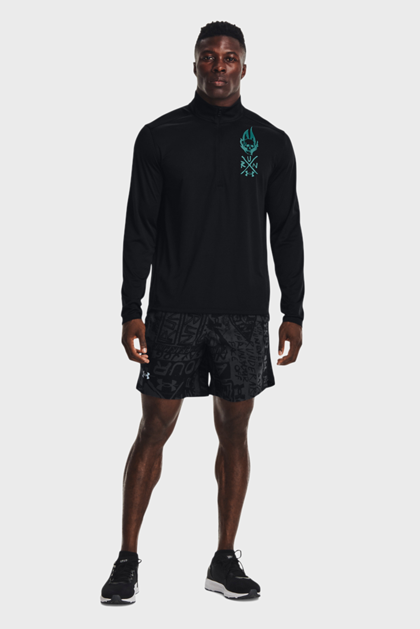 Мужская черная спортивная кофта UA Destroy All Miles 1 2 Zip Under Armour Мужская черная спортивная кофта UA Destroy All Miles 1 2 Zip 8