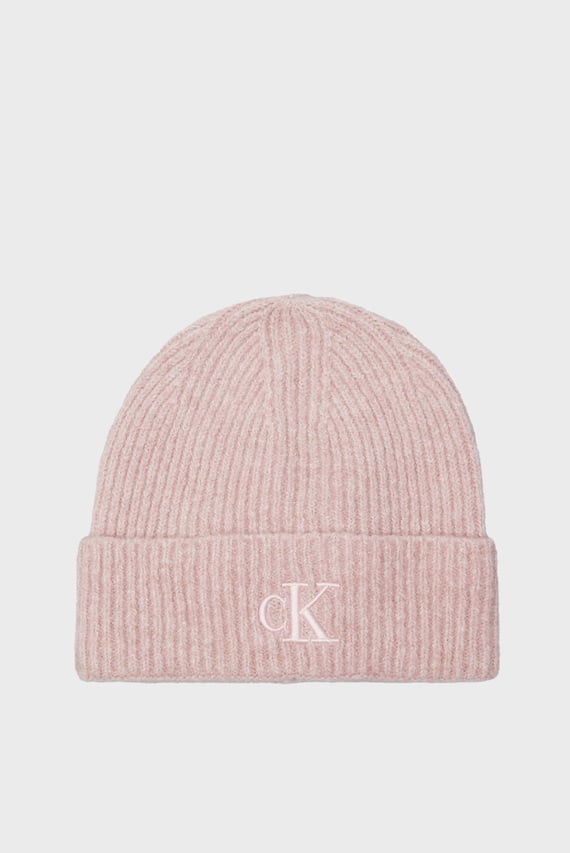 Женская розовая шапка THICK EMBROIDERY BEANIE