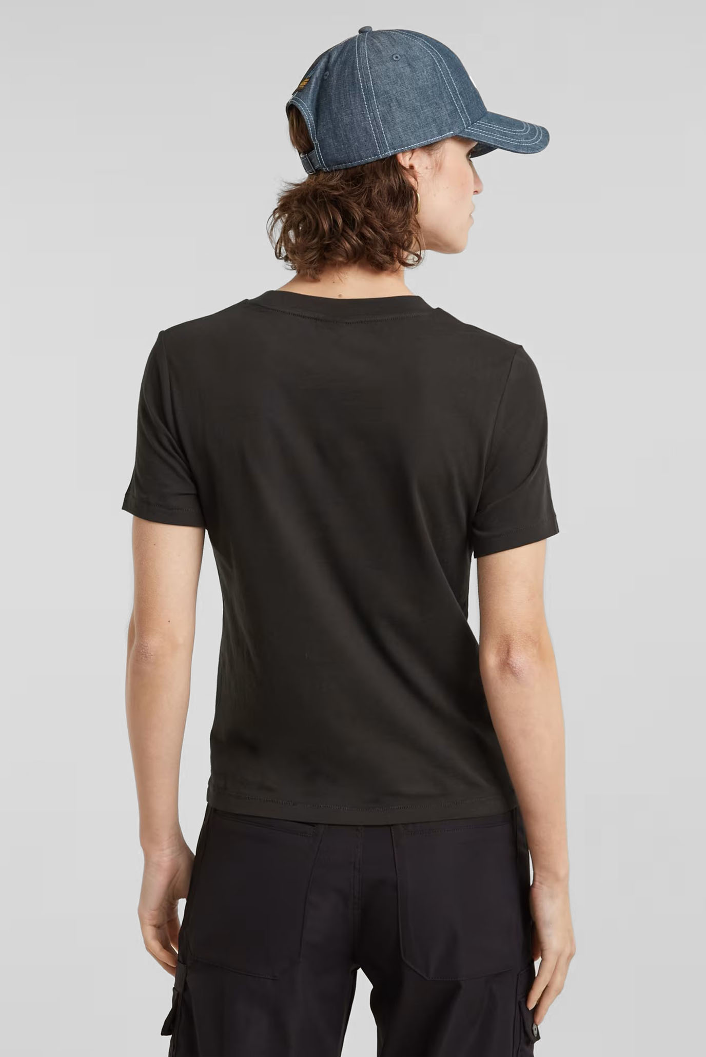 Женская черная футболка Faux embro logo r t wmn 3