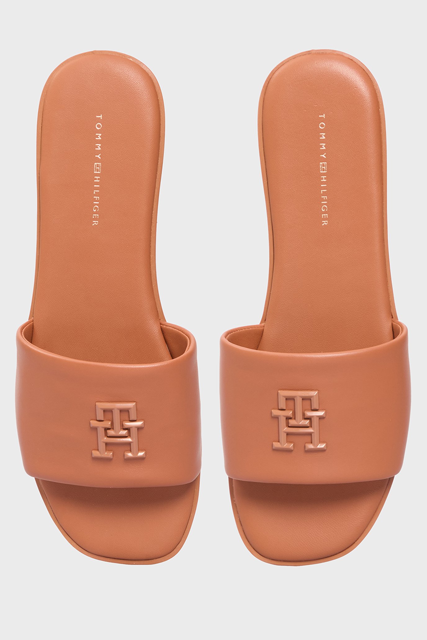 Женские рыжие кожаные слайдеры 4