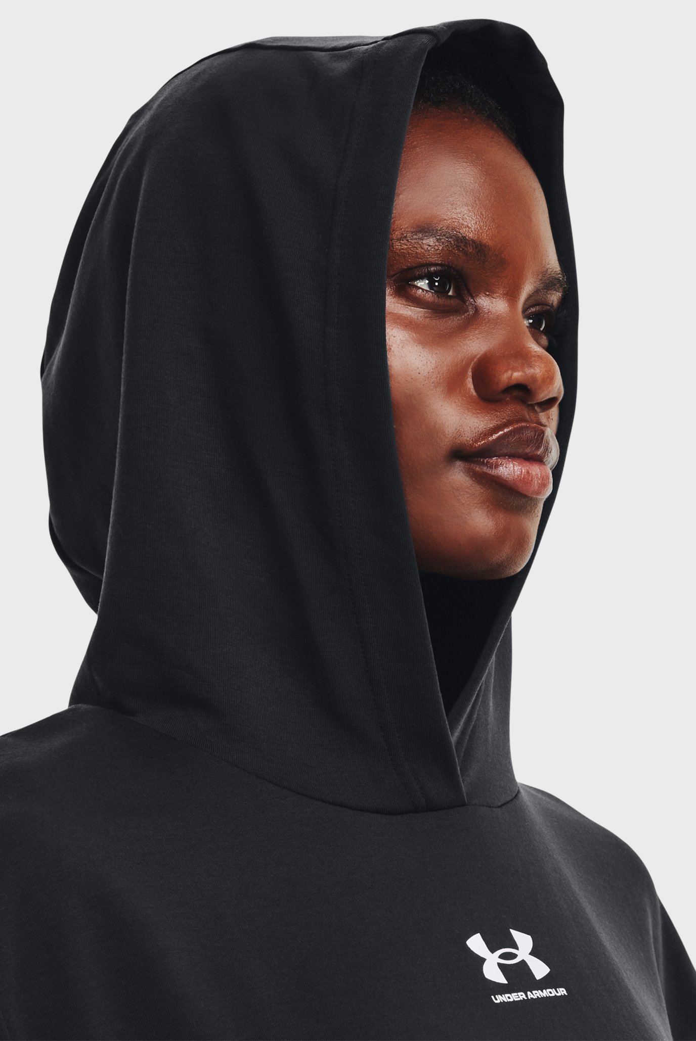 Женское черное худи UA Rival Terry SS Hoodie 4