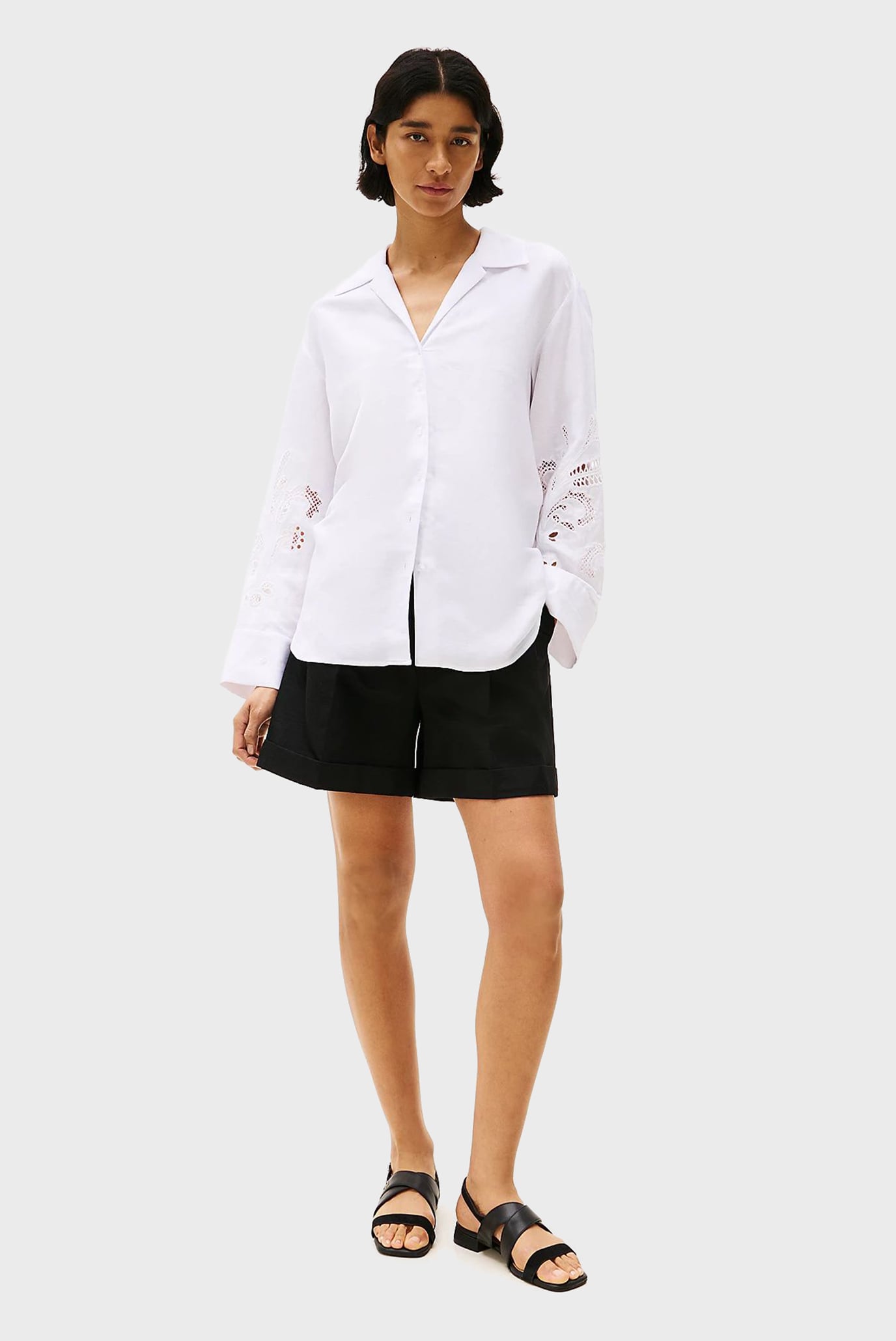 Женская белая льняная рубашка BRODERIE ANGLAISE 2