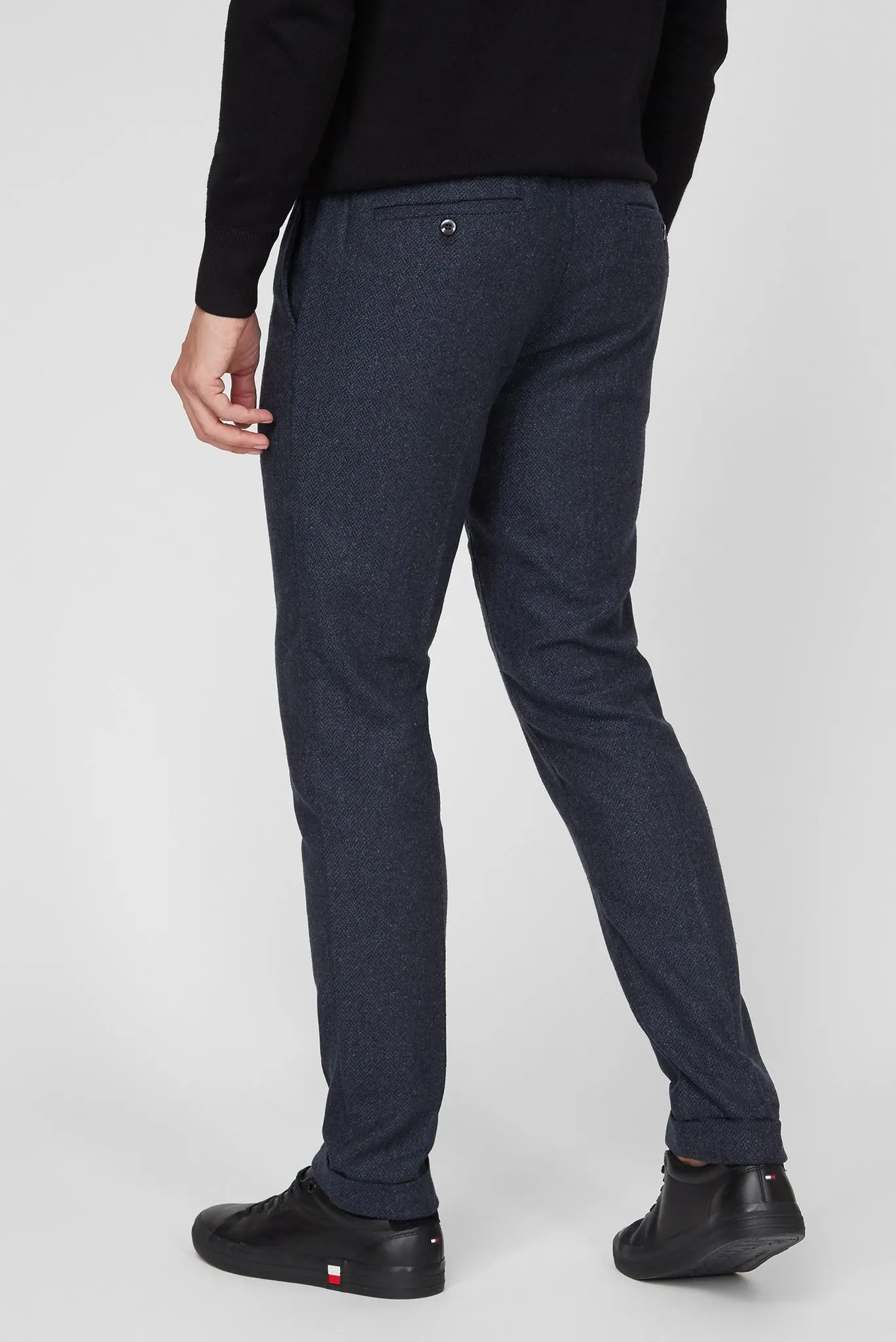 Мужские синие шерстяные брюки HMT HERRINGBONE PULL ON 4