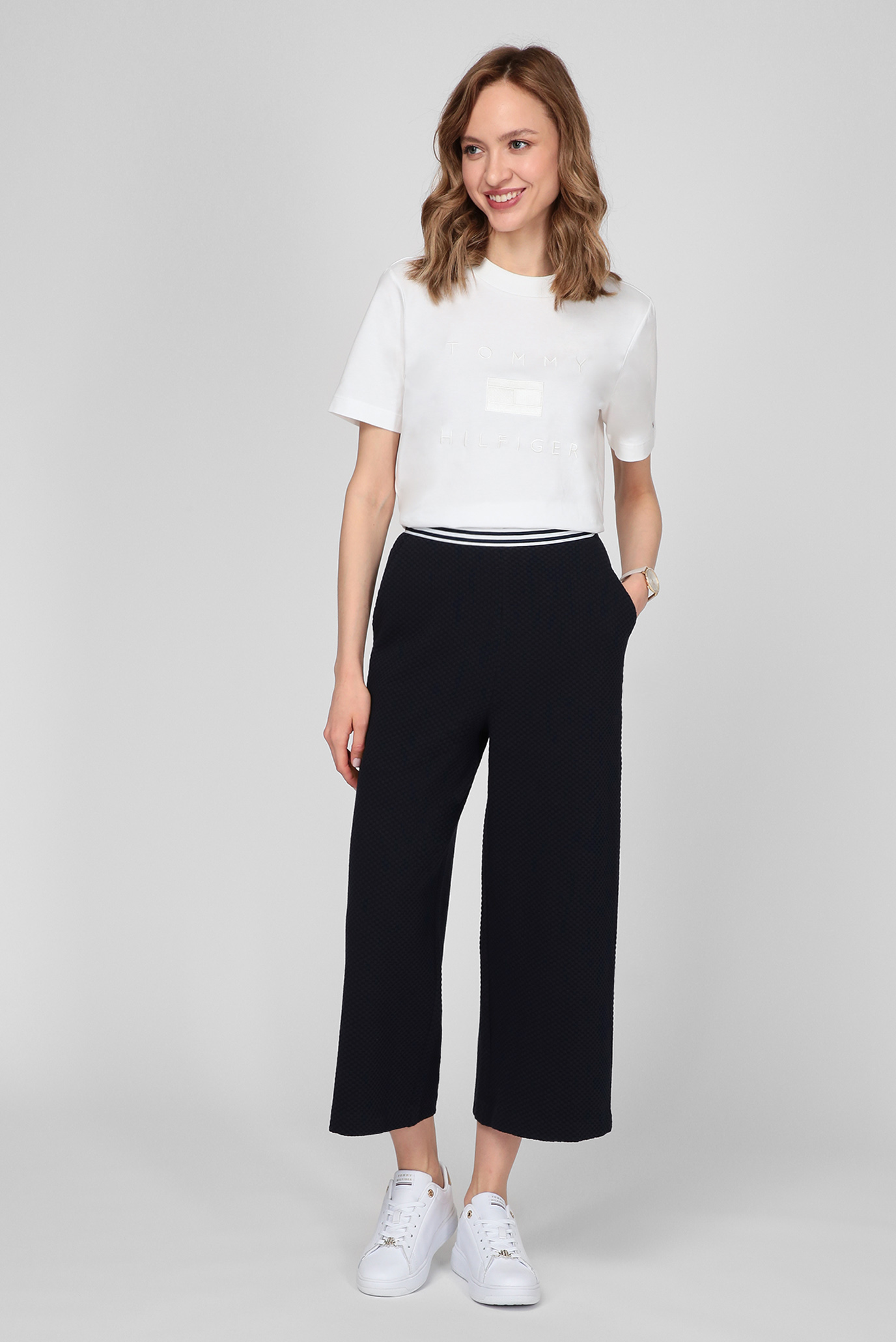 Женские темно-синие кюлоты TEXTURED KNIT WIDE LEG CROP PANT 7