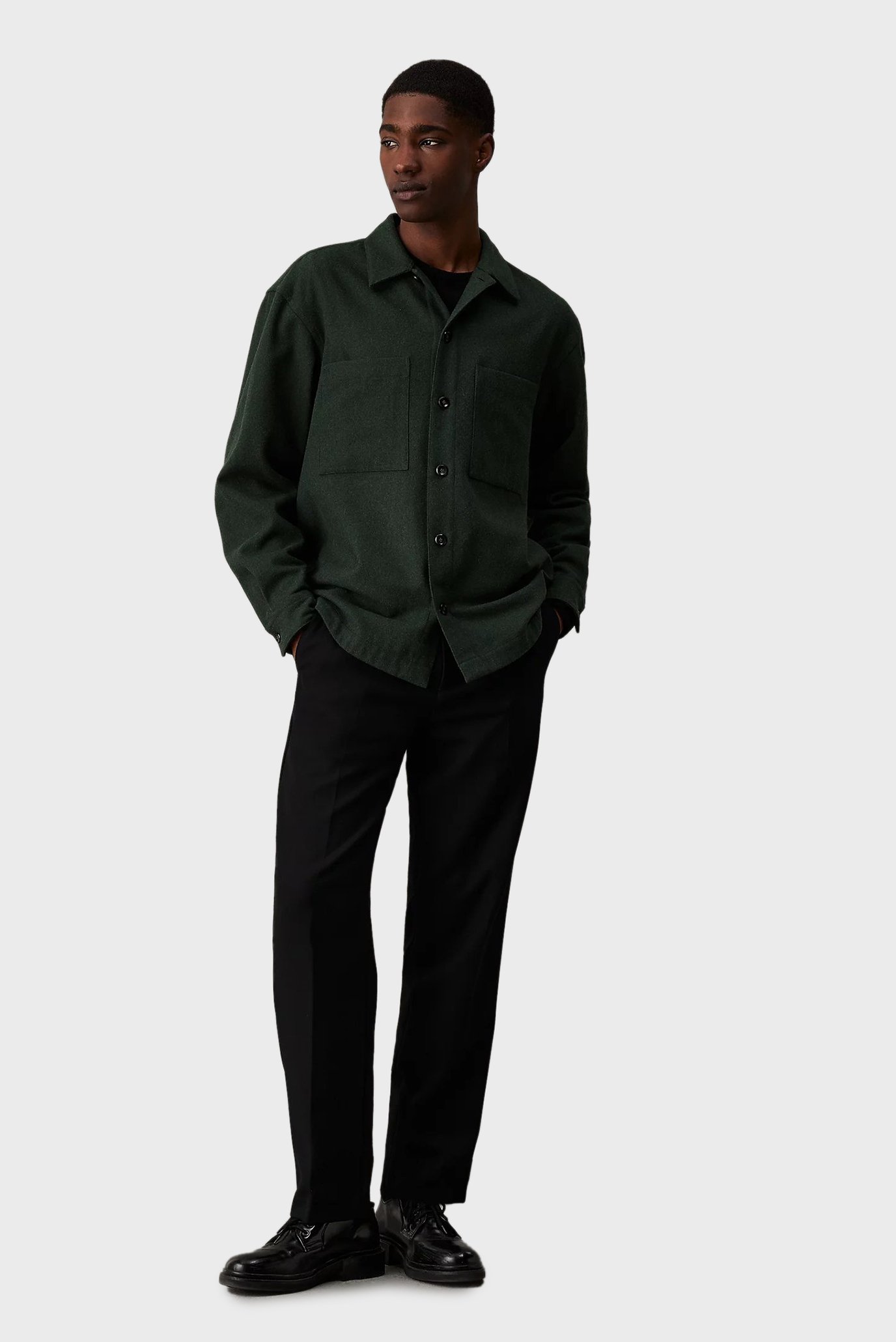 Мужская темно-зеленая шерстяная рубашка WOOL BLEND OVERSHIRT 2