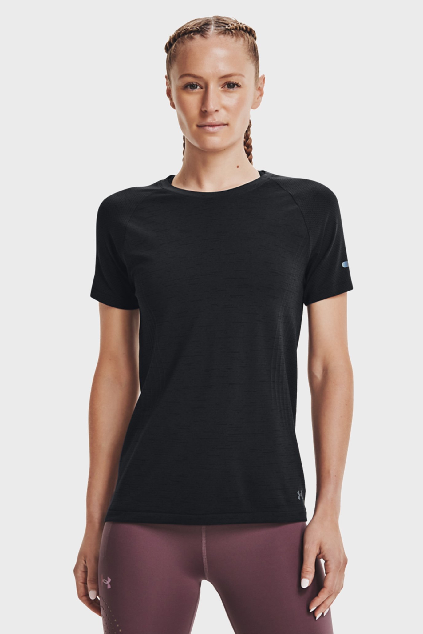 Женская черная футболка UA Seamless Run SS 1