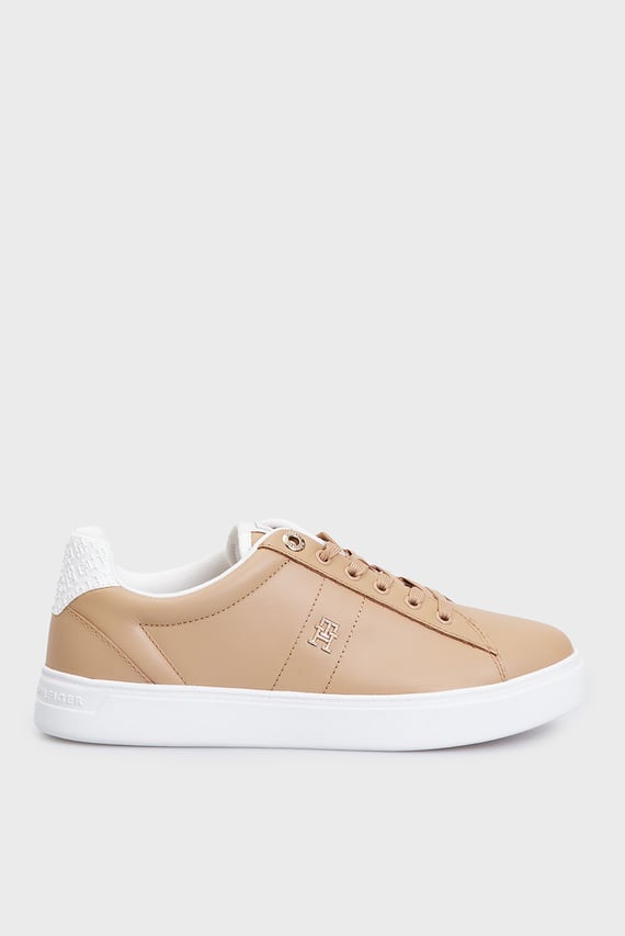 Женские бежевые кожаные сникерсы ELEVATED ESSENT SNEAKER MONOGRAM