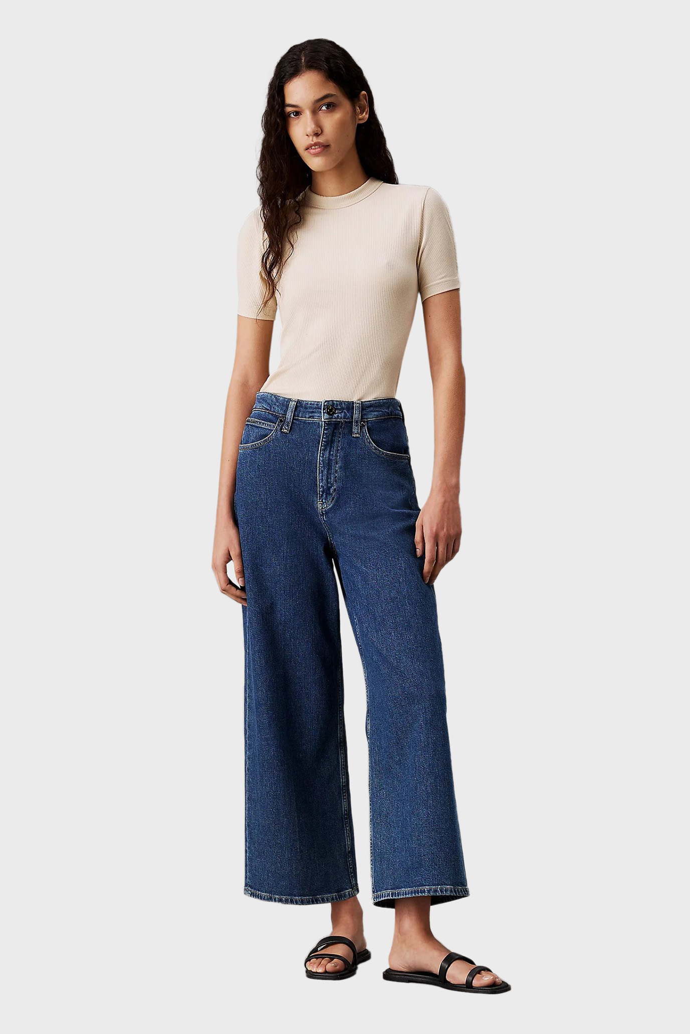 Женские темно-синие джинсы HIGH RISE WIDE ANKLE BLUE 2