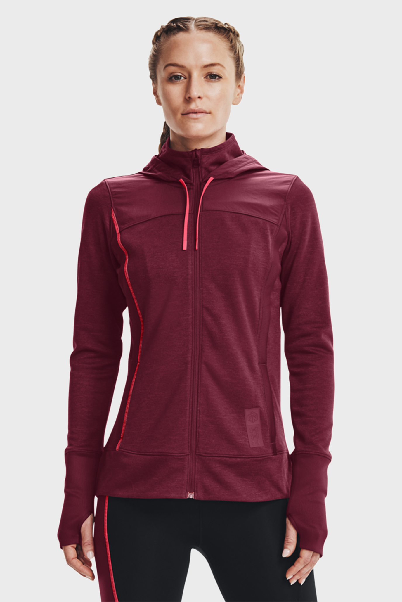 Женское бордовое худи UA Run Anywhere Hybrid Jkt 6