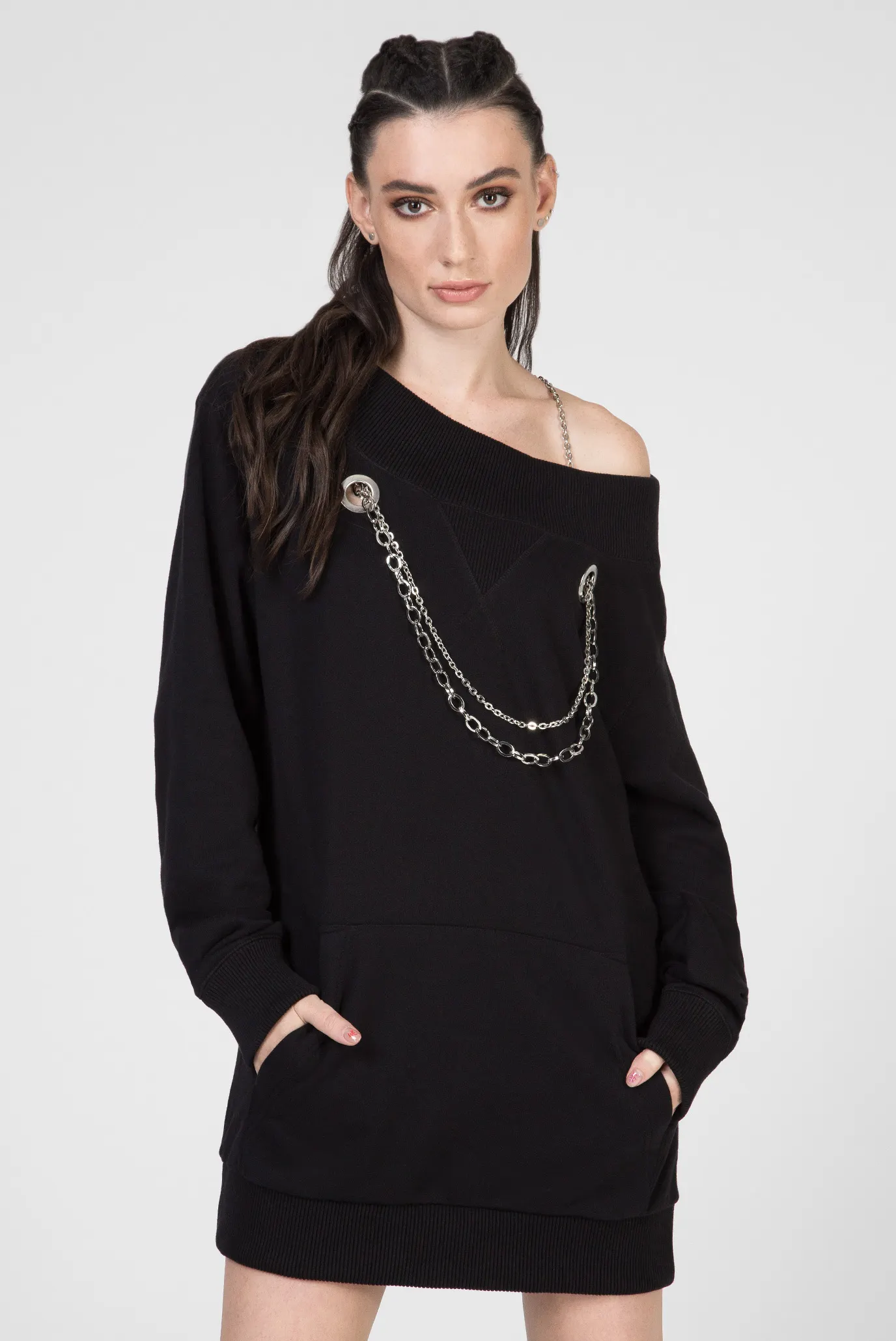 Женское черное платье-свитшот D-MOEANU FELPA 5