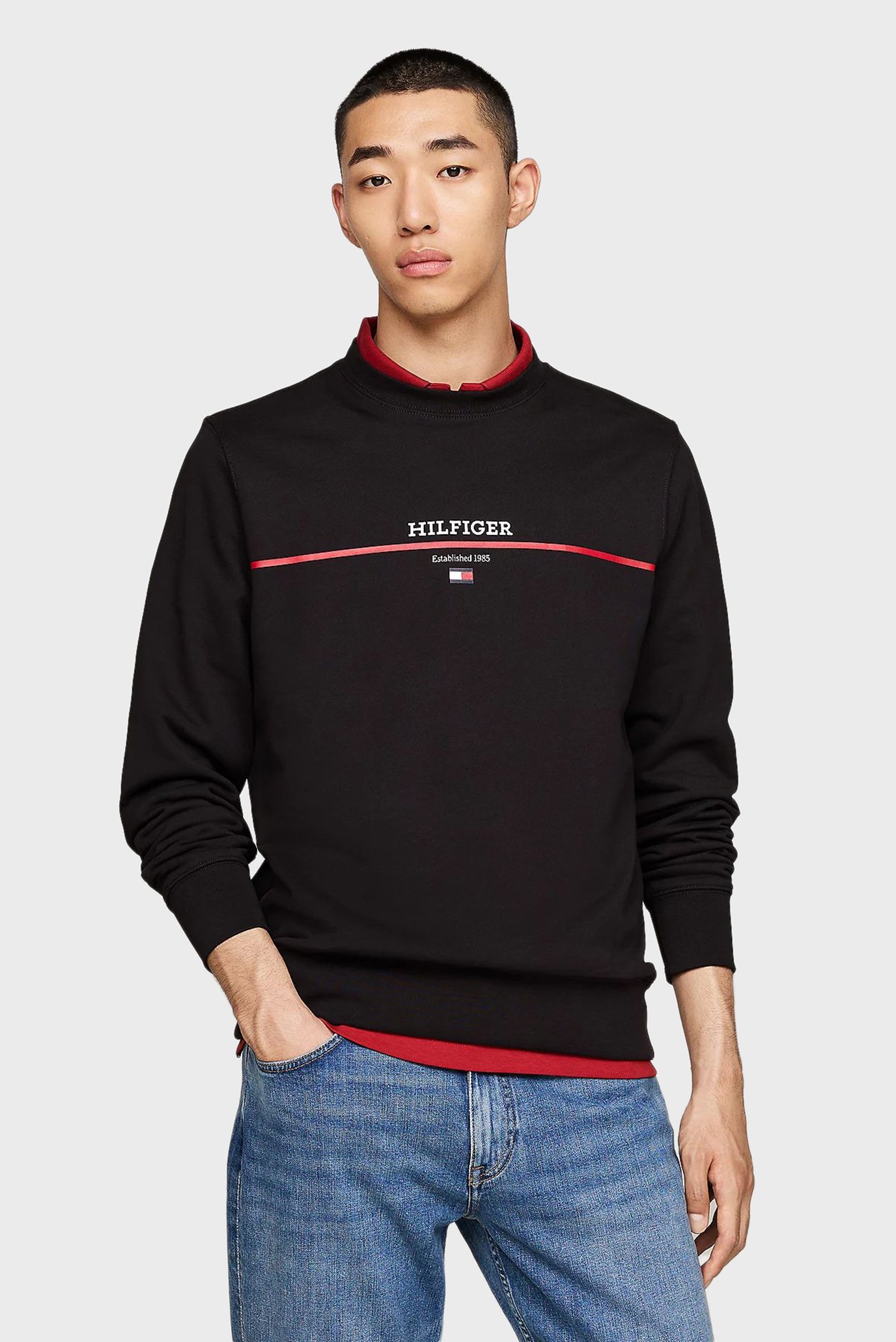 Мужской черный свитшот HILFIGER STRIPE TERRY 1