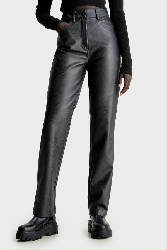 Штаны FAUX LEATHER HIGH RISE STRAIGHT