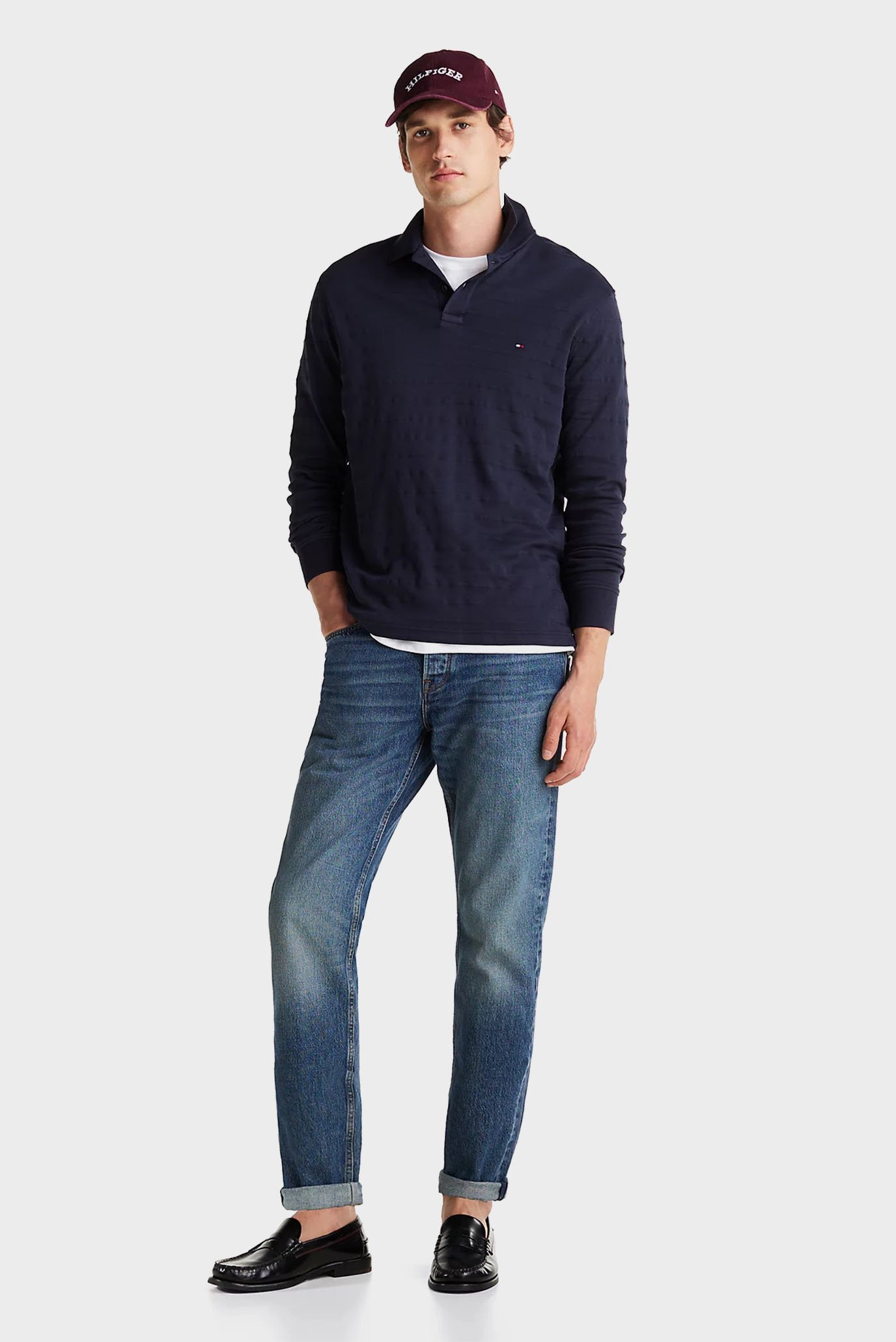 Поло с длинным рукавом MERC JACQUARD STRIPE LS REG POLO 3