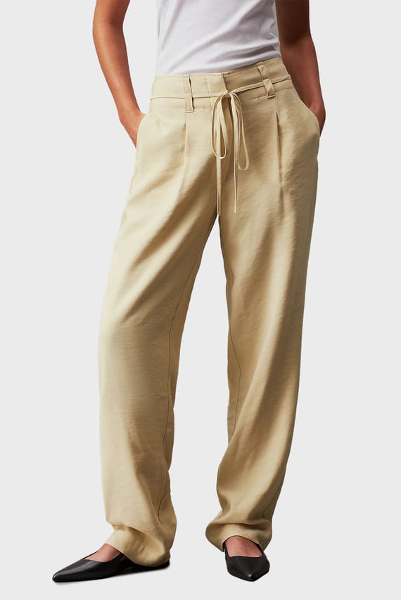 Женские бежевые брюки WAIST TIES TAPERED TWILL