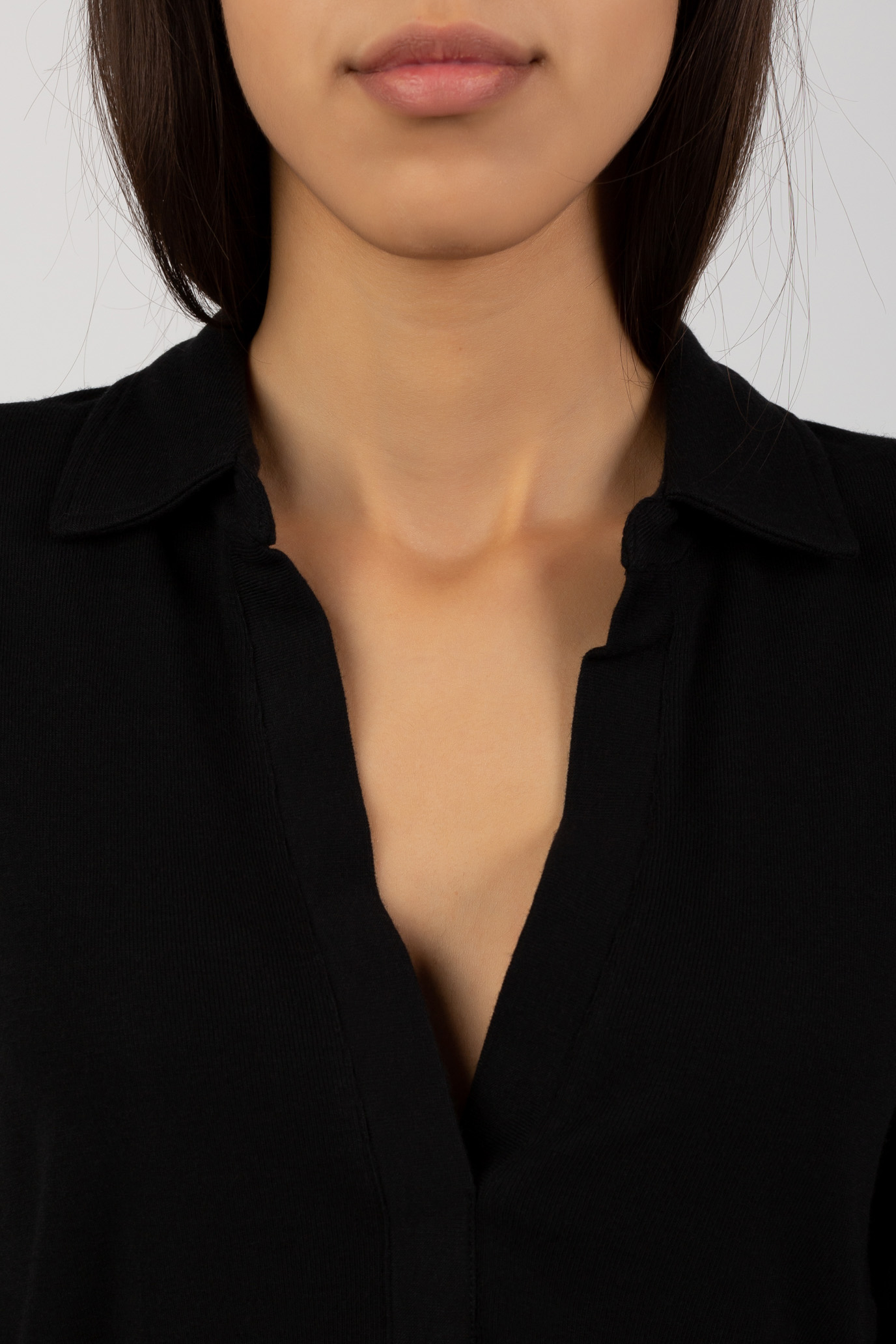 Лонгслив WOOL BLEND OPEN NECK POLO TOP 4