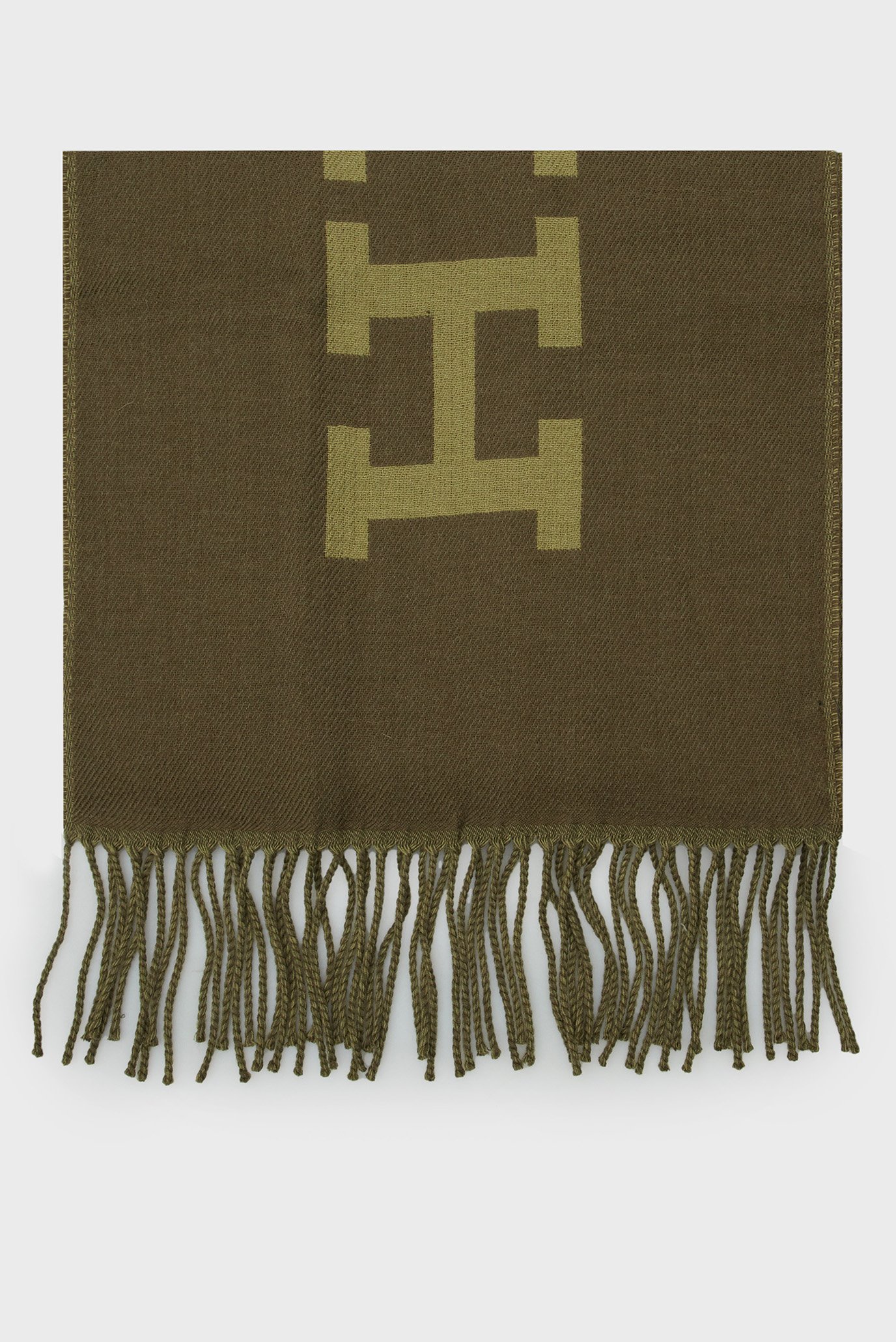 Мужской зеленый шерстяной шарф TH MONOTYPE WOOL SCARF 3