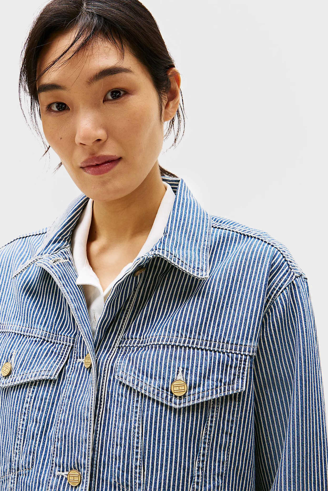 Женская джинсовая куртка в полоску DNM STRAIGHTTommy Hilfiger Женская джинсовая куртка в полоску DNM STRAIGHT 4