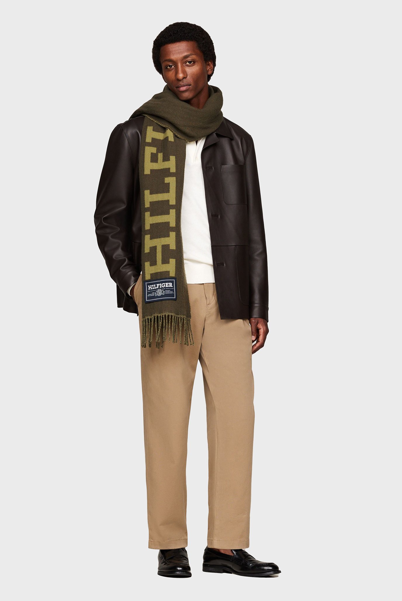 Мужской зеленый шерстяной шарф TH MONOTYPE WOOL SCARF 2