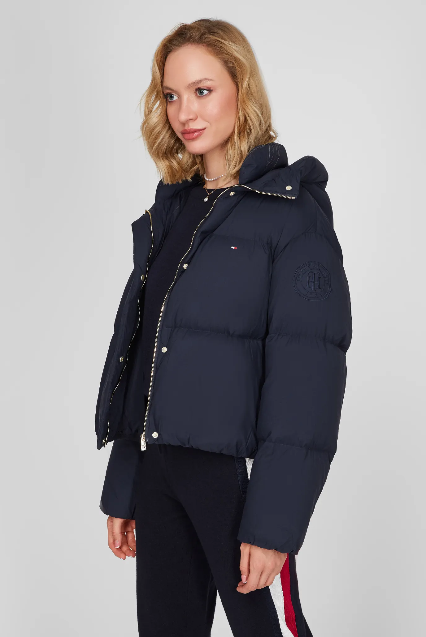 Женский темно-синий пуховик 8