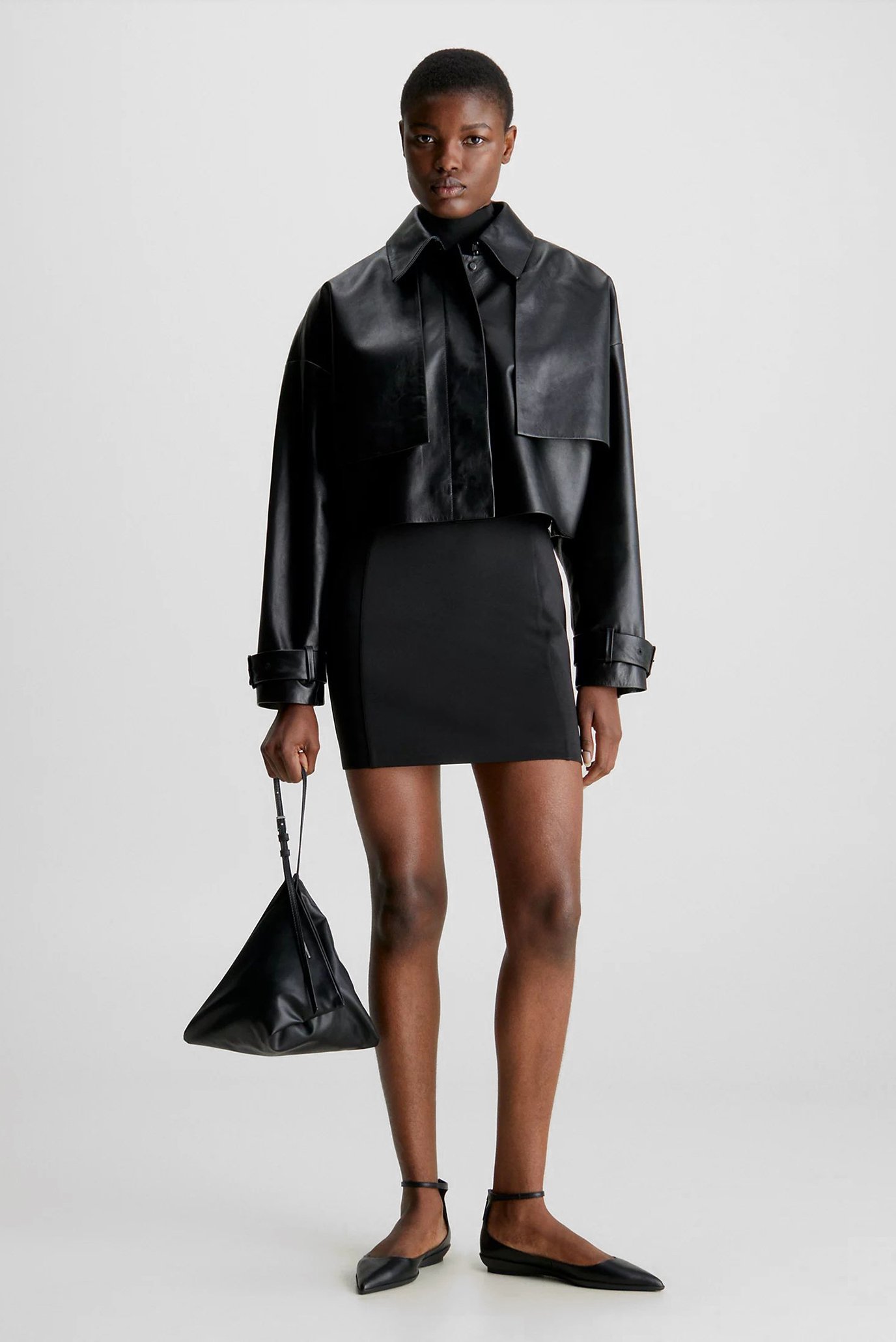 Cropped leather hotsell