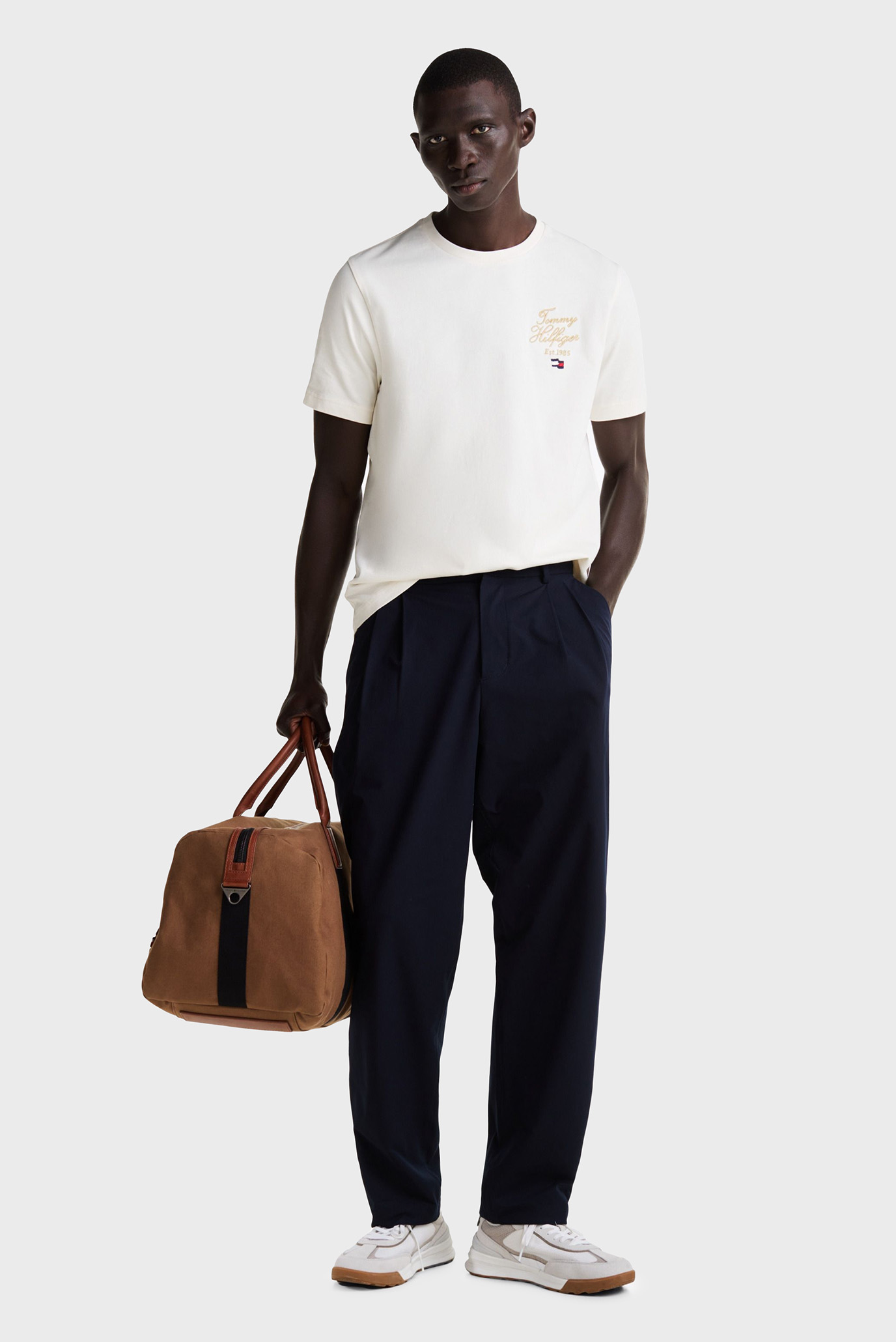 Мужская белая футболка SCRIPT HILFIGER 3