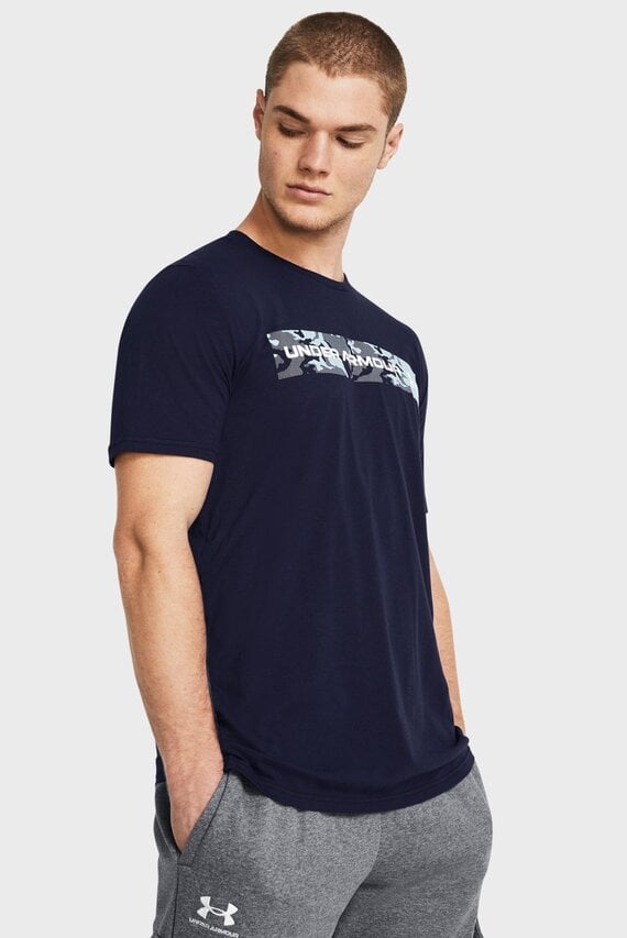 Мужская темно-синяя футболка UA CAMO CHEST STRIPE SS
