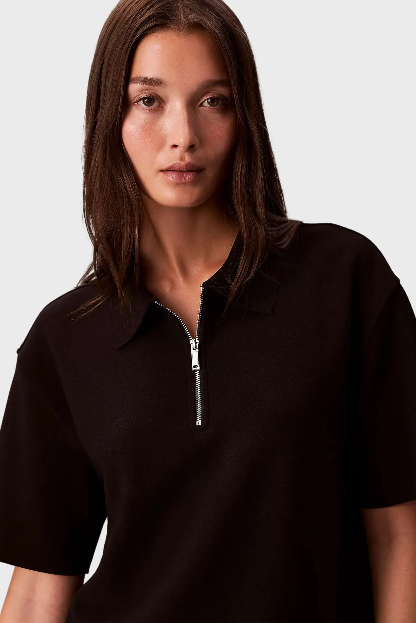 Поло SS TAILORED KNIT COLLAR ZIP TOP 4