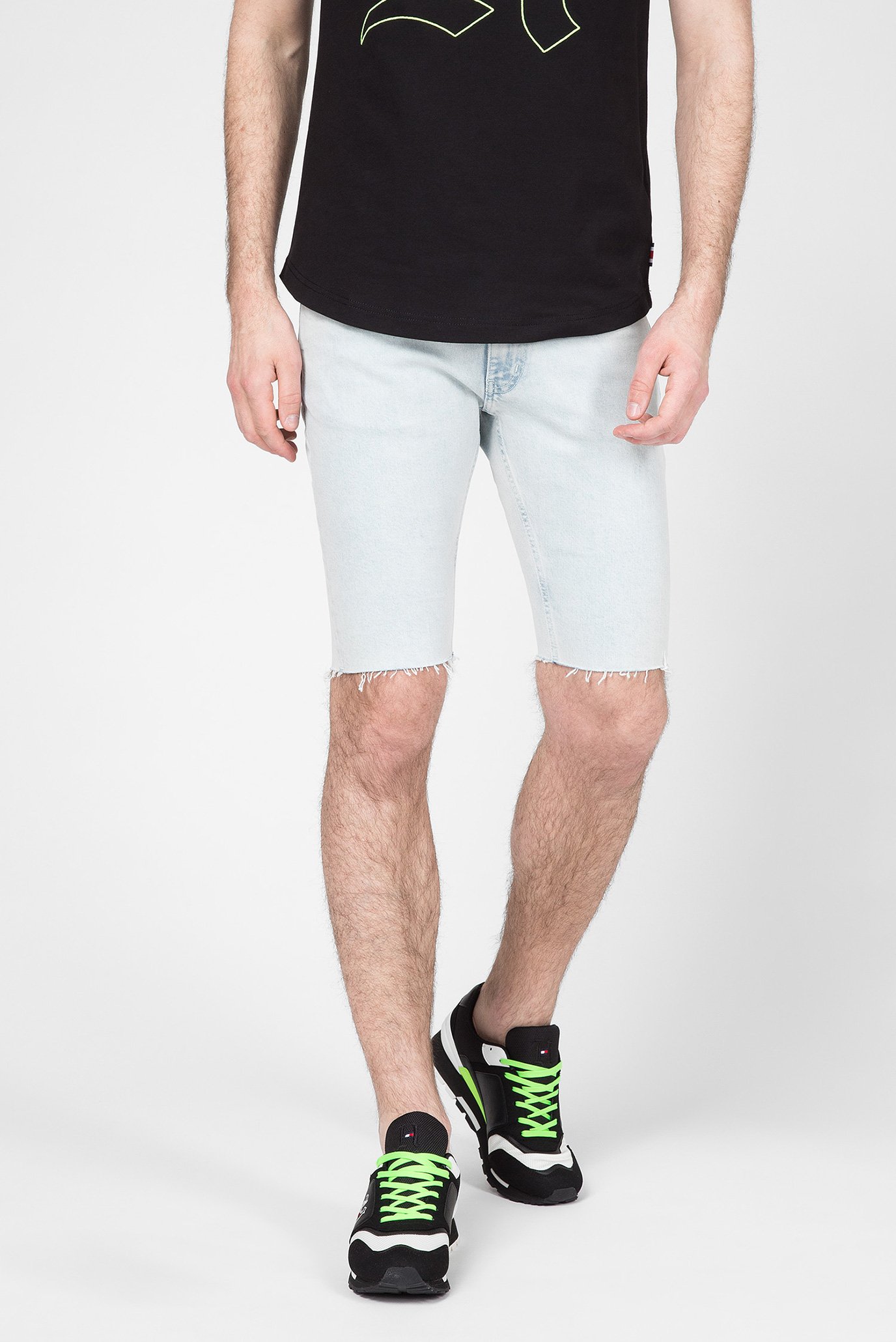 Мужские голубые джинсовые шорты Lewis Hamilton SLIM BLEACH WASH 6