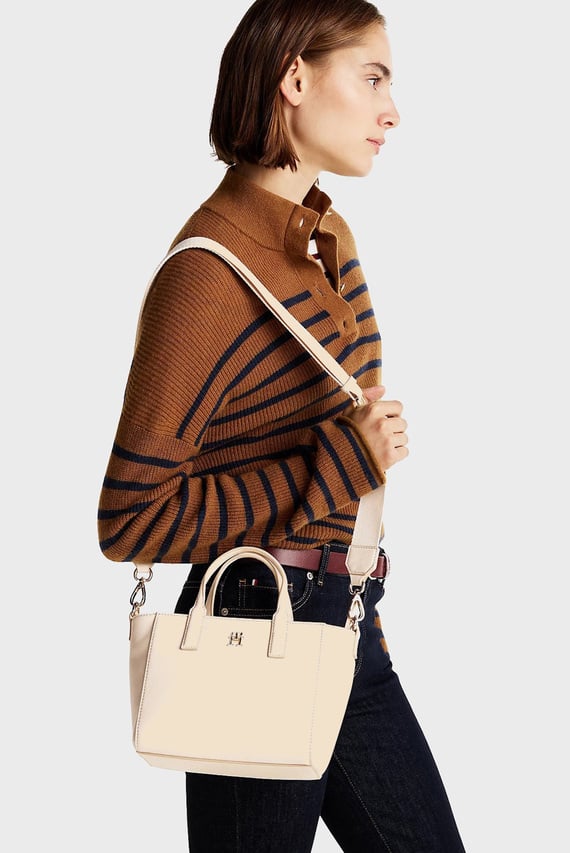 Женская белая сумка TH SOFT LOGO MINI TOTE