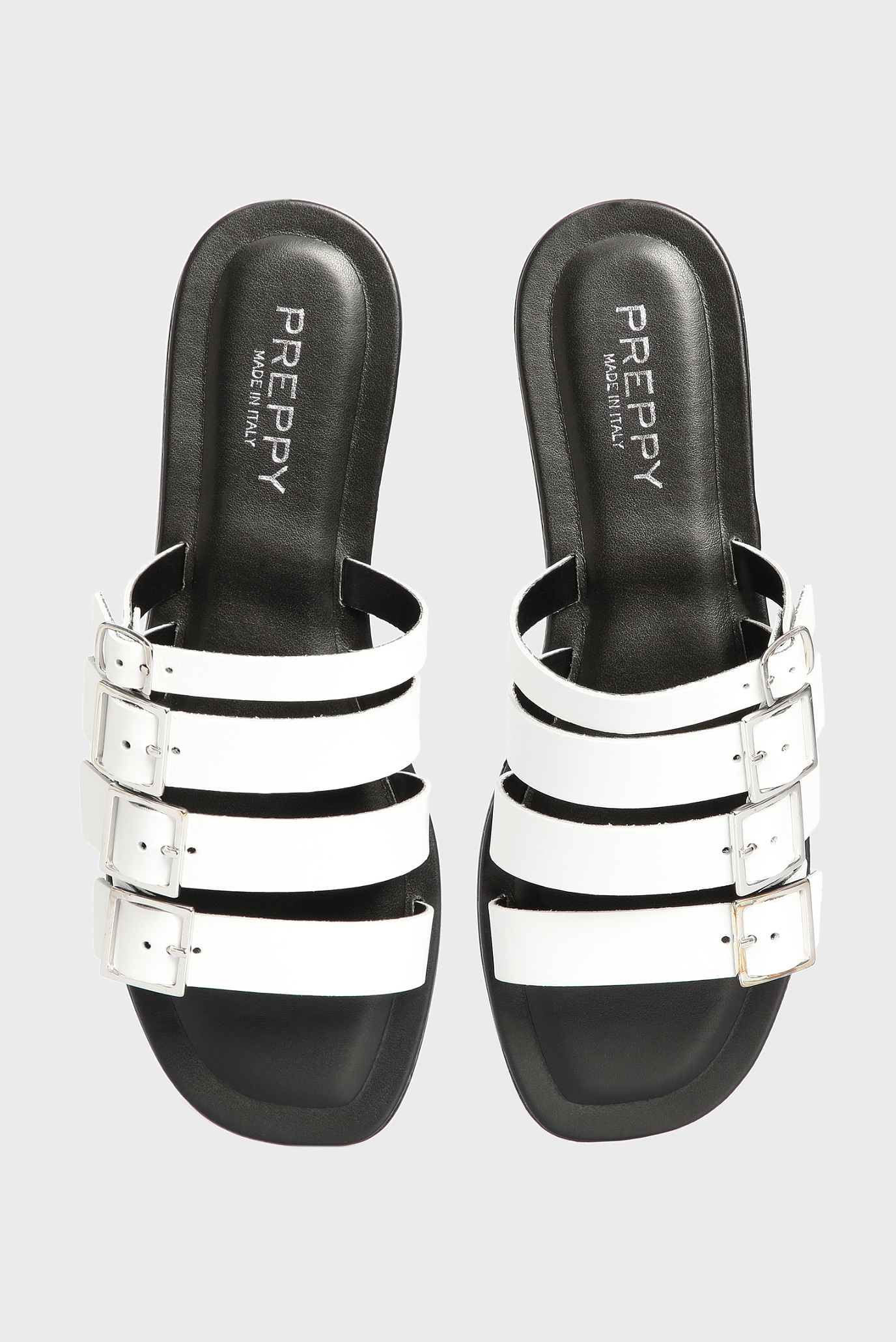 Женские белые кожаные слайдеры 10