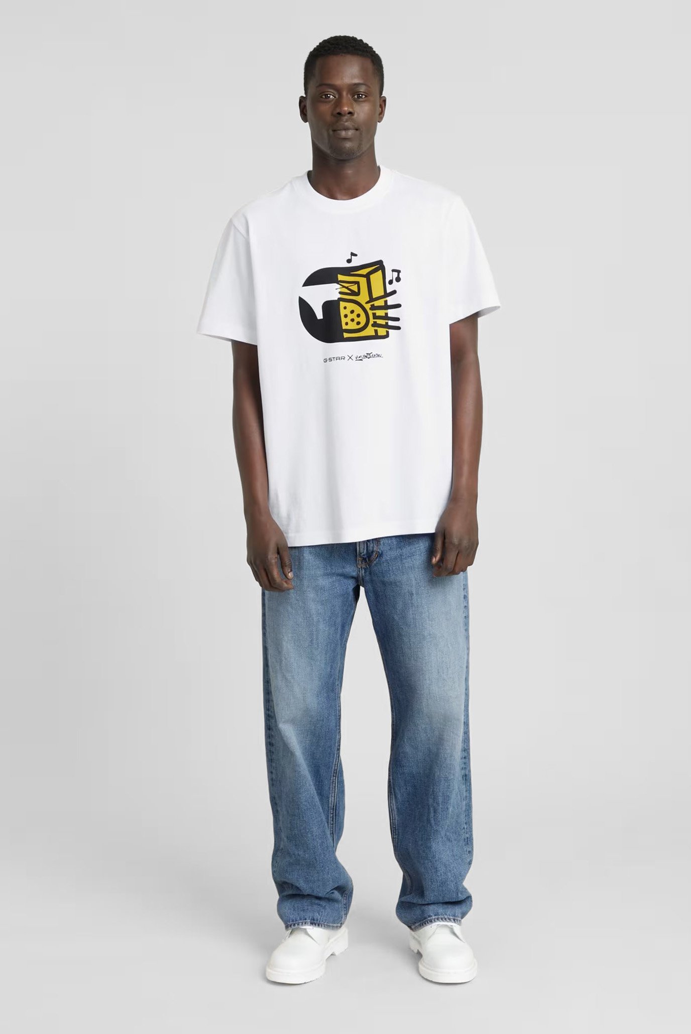 Мужская белая футболка Boombox cartoon loose r t 2