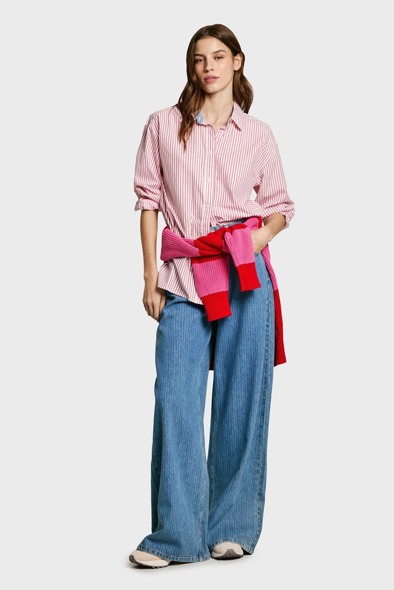 Женские синие джинсы в полоску WIDE LEG JEANS UHW JAIMY 2