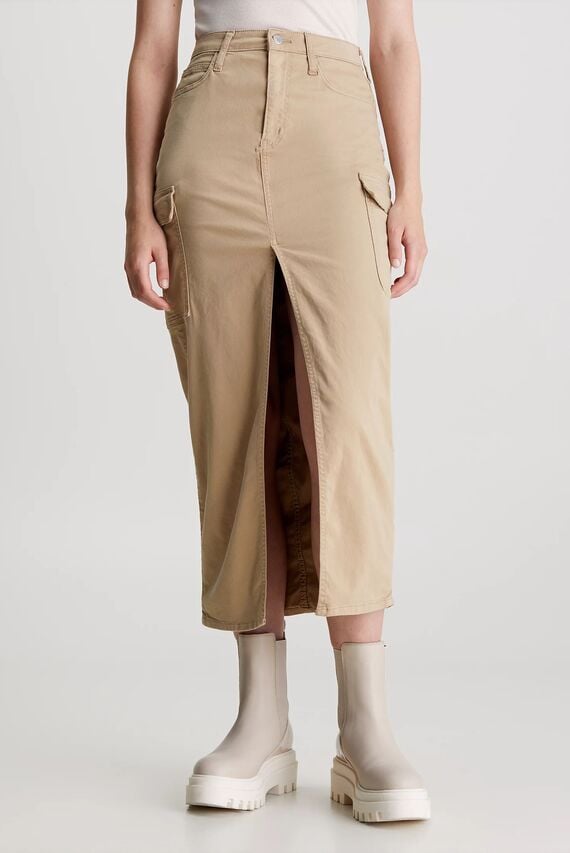 Юбка FRONT SPLIT TWILL MAXI SKIRT