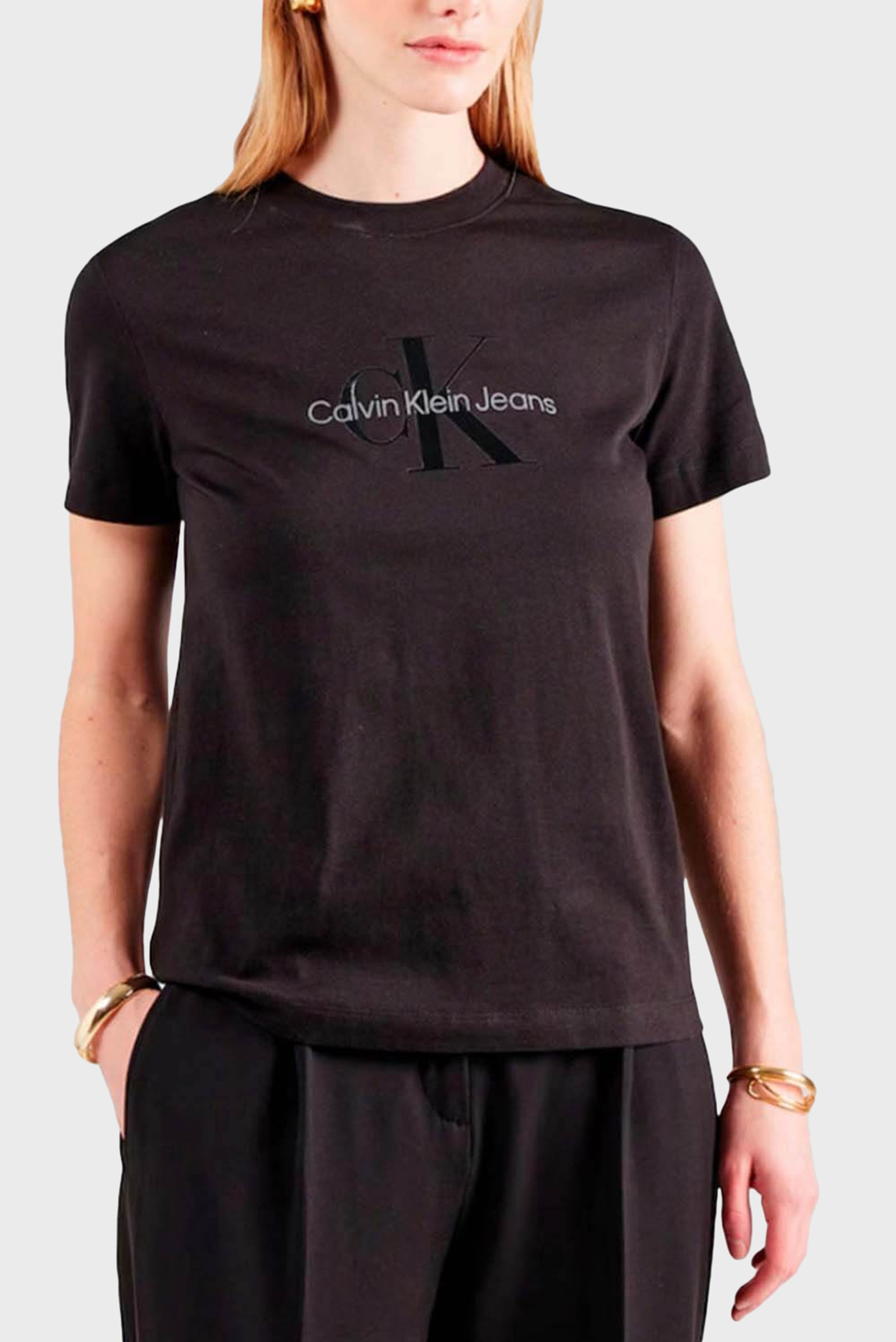 Женская черная футболка GLOSSY MONOLOGO REGULAR TEE 1