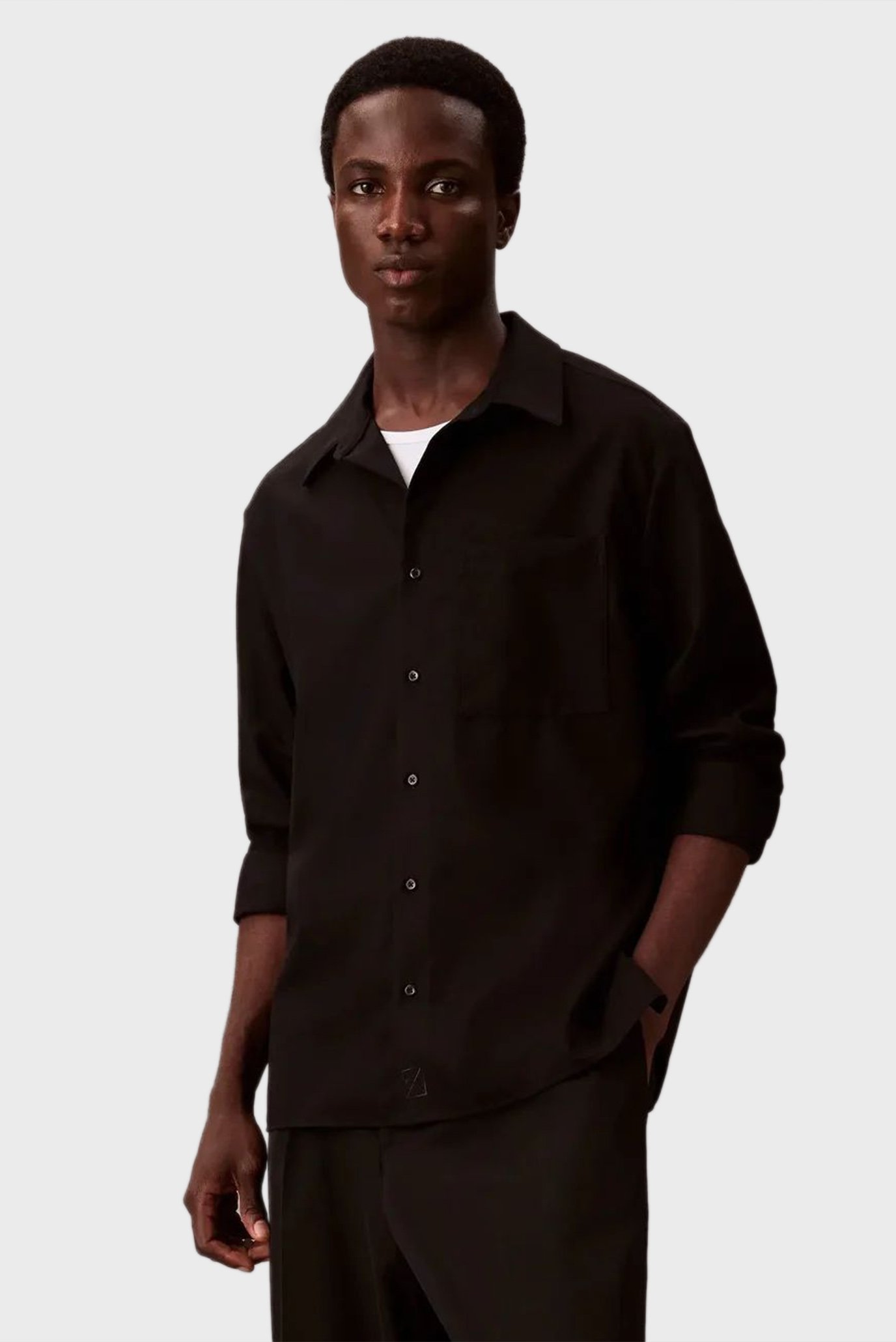 Рубашка LS SOLID SILK WOOL EASY SHIRT 1