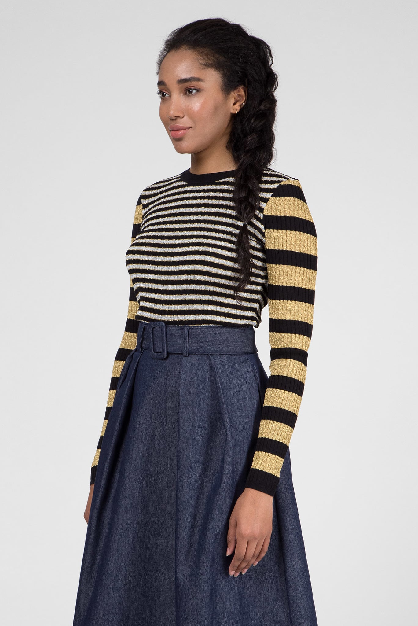 Женский черный джемпер в полоску ZENDAYA STRIPE 2