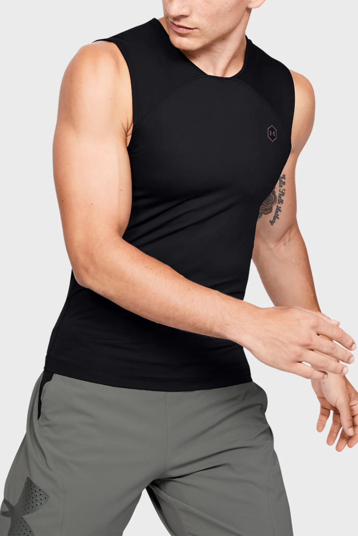 Мужская черная спортивная майка UA HG Rush Compression SL 7